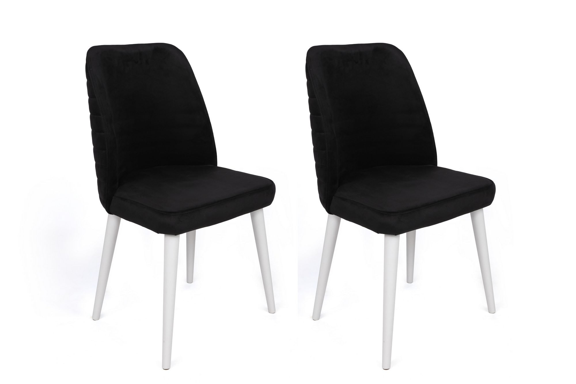 Set scaune (4 bucăți) Hanah Home, catifea, 50 x 49 x 90 cm, negru/alb, 974NMB1615 — imaginea 5