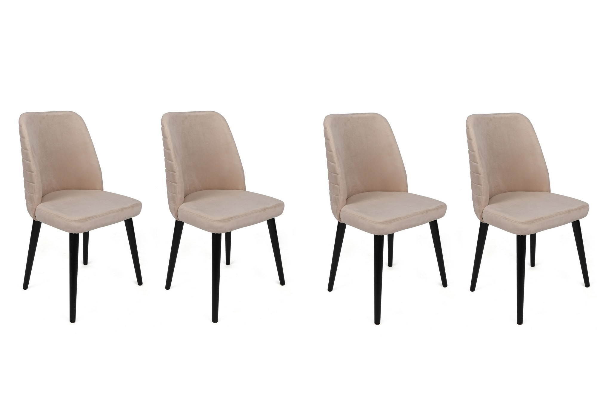 Set scaune (4 bucăți) Hanah Home, catifea, 50 x 49 x 90 cm, crem/negru, 974NMB1610 — imaginea 5