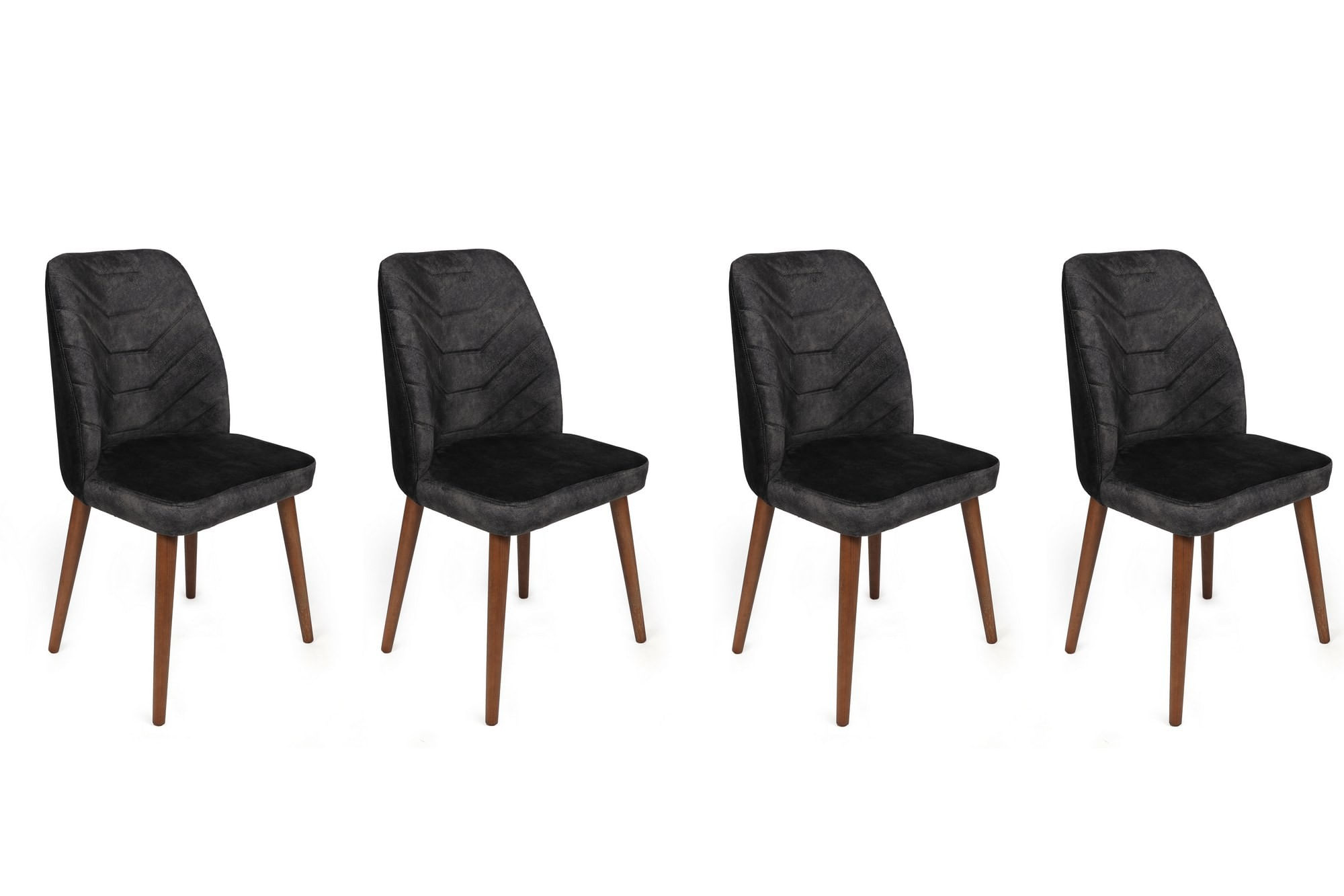 Set scaune (4 bucăți) Hanah Home, catifea, 50 x 49 x 90 cm, antracit/maro, 974NMB1585 — imaginea 3