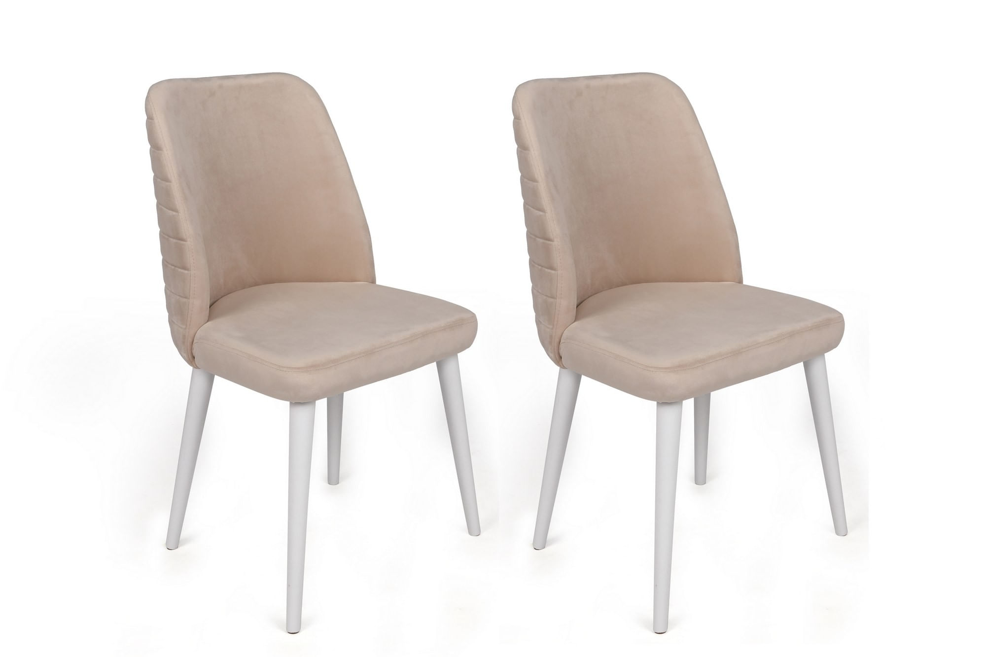Set scaune (4 bucăți) Hanah Home, catifea, 50 x 49 x 90 cm, crem/alb, 974NMB1614 — imaginea 3