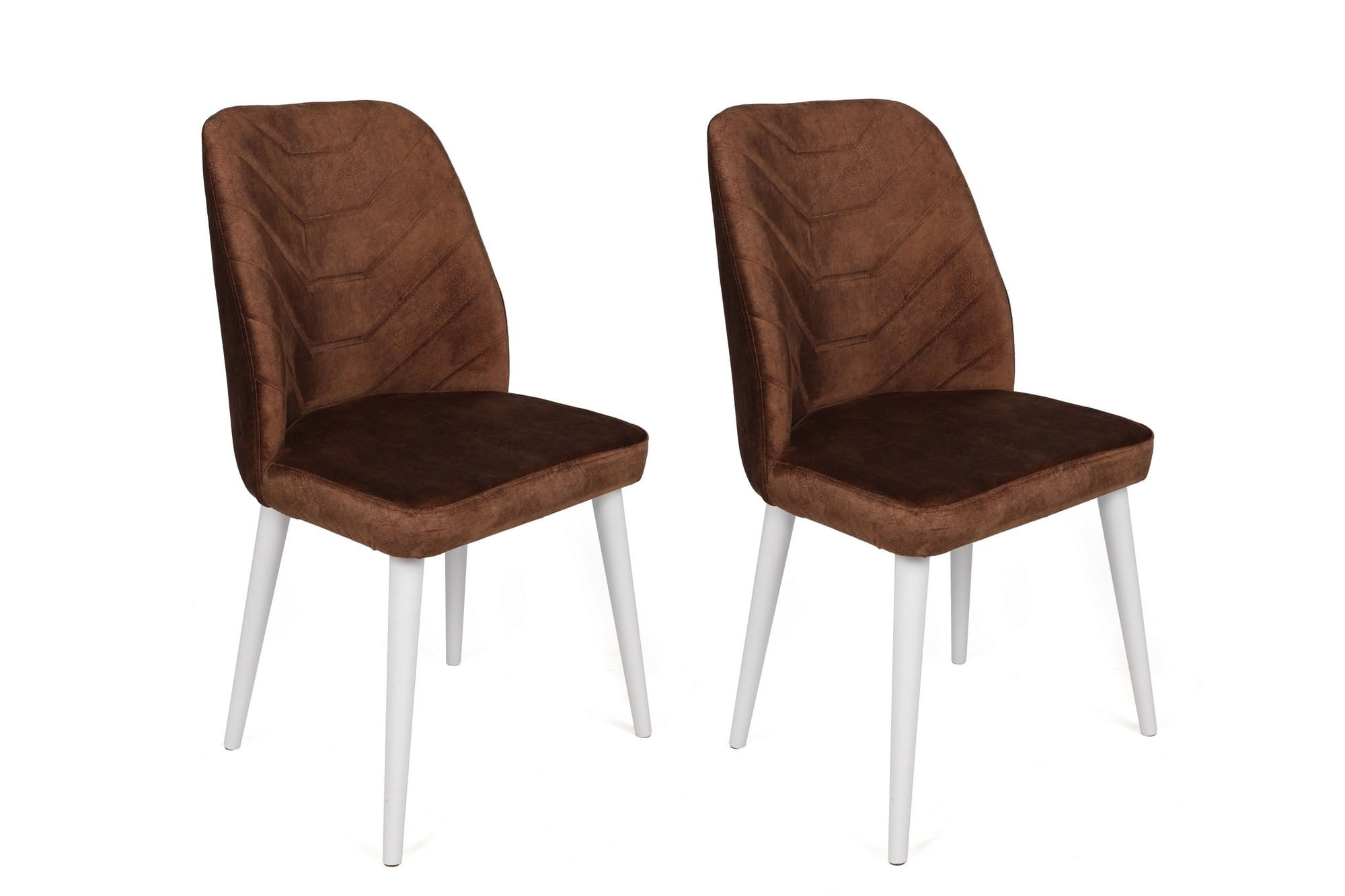 Set scaune (4 bucăți) Hanah Home, catifea, 50 x 49 x 90 cm, maro/alb, 974NMB1589 — imaginea 4