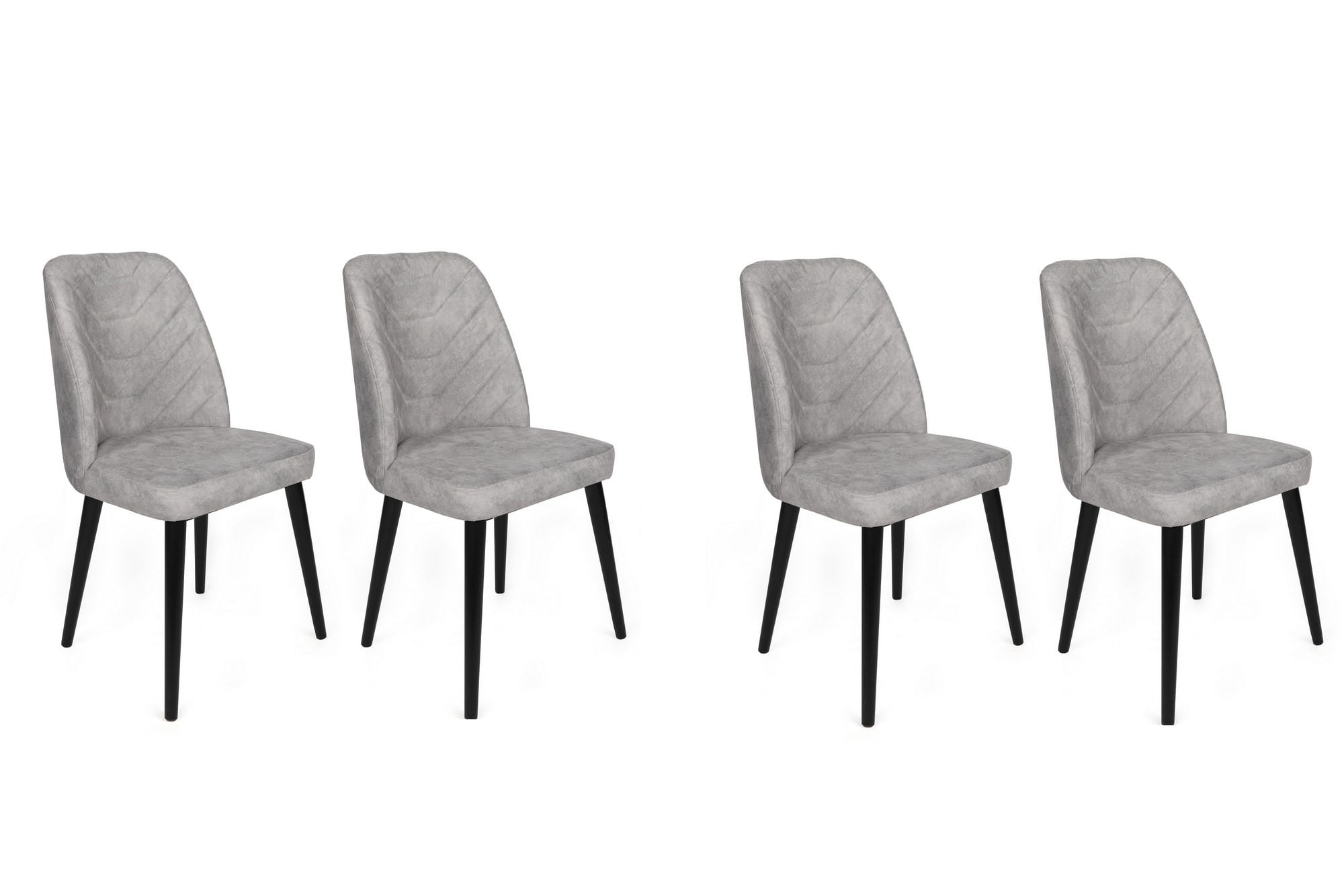 Set scaune (4 bucăți) Hanah Home, catifea, 50 x 49 x 90 cm, gri/negru, 974NMB1579 — imaginea 2