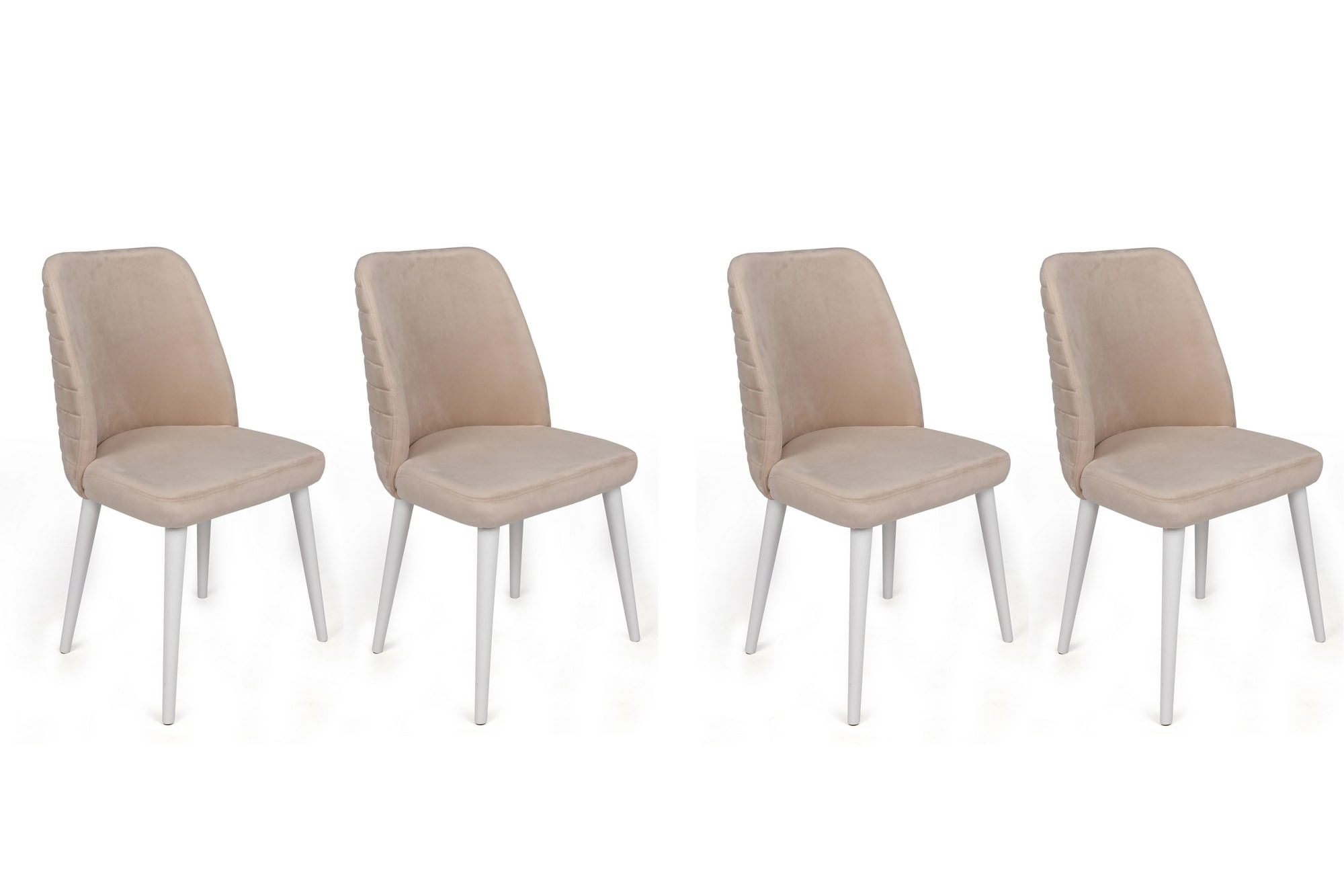 Set scaune (4 bucăți) Hanah Home, catifea, 50 x 49 x 90 cm, crem/alb, 974NMB1614 — imaginea 5