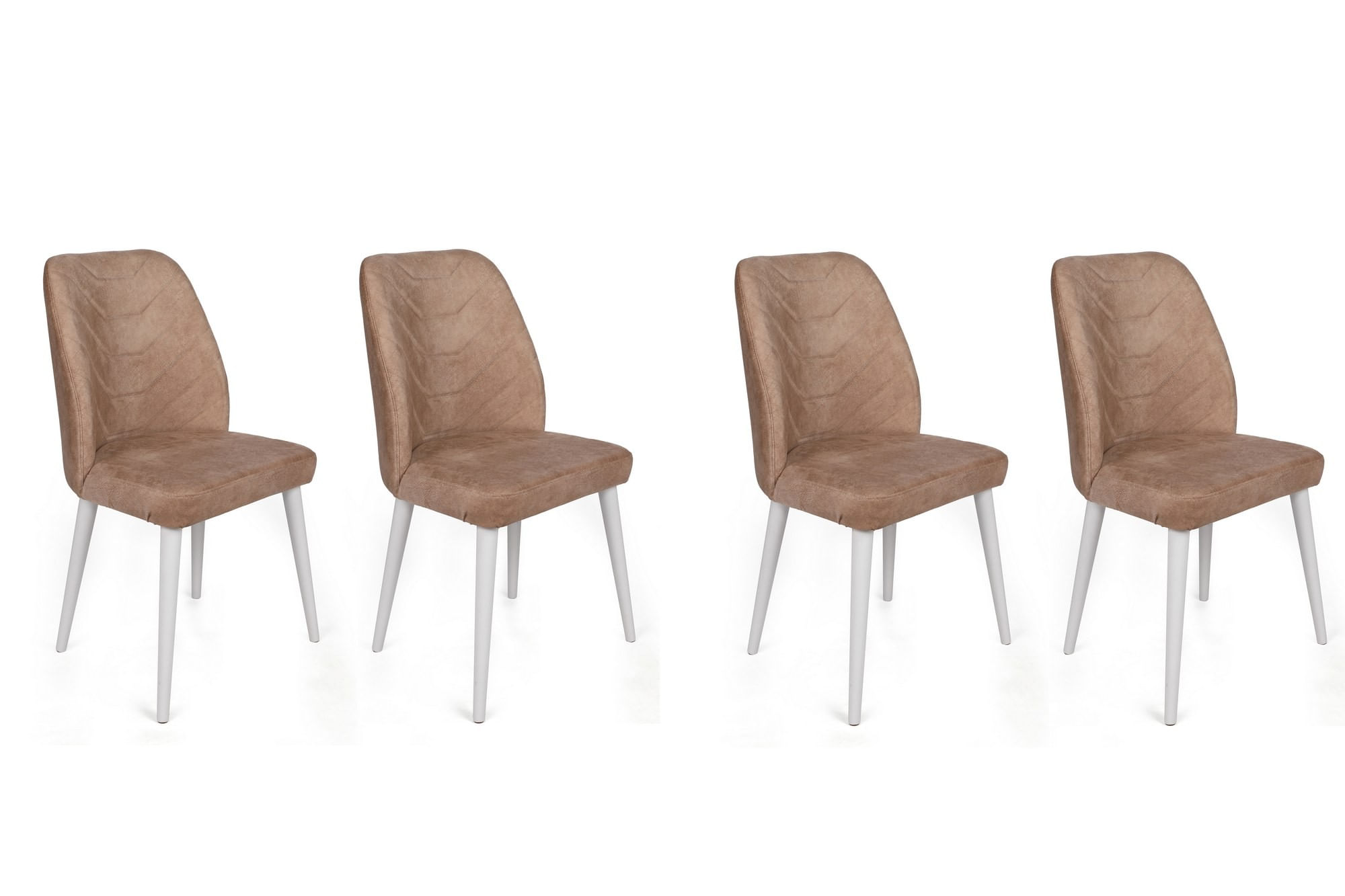 Set scaune (4 bucăți) Hanah Home, catifea, 50 x 49 x 90 cm, bej-cenușiu/alb, 974NMB1587 — imaginea 5