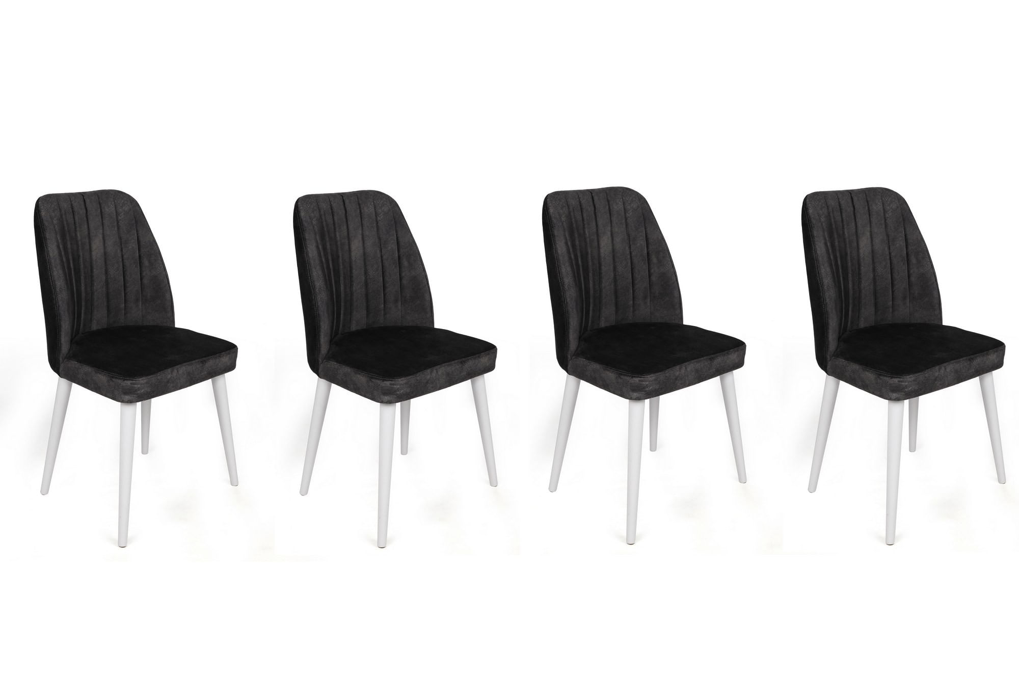 Set scaune (4 bucăți) Hanah Home, catifea, 50 x 49 x 90 cm, antracit/alb, 974NMB1573 — imaginea 4