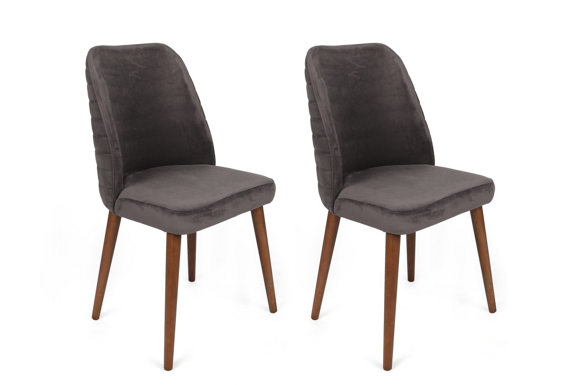 Set scaune (4 bucăți) Hanah Home, catifea, 50 x 49 x 90 cm, antracit/nuc, 974NMB1616 — imaginea 5