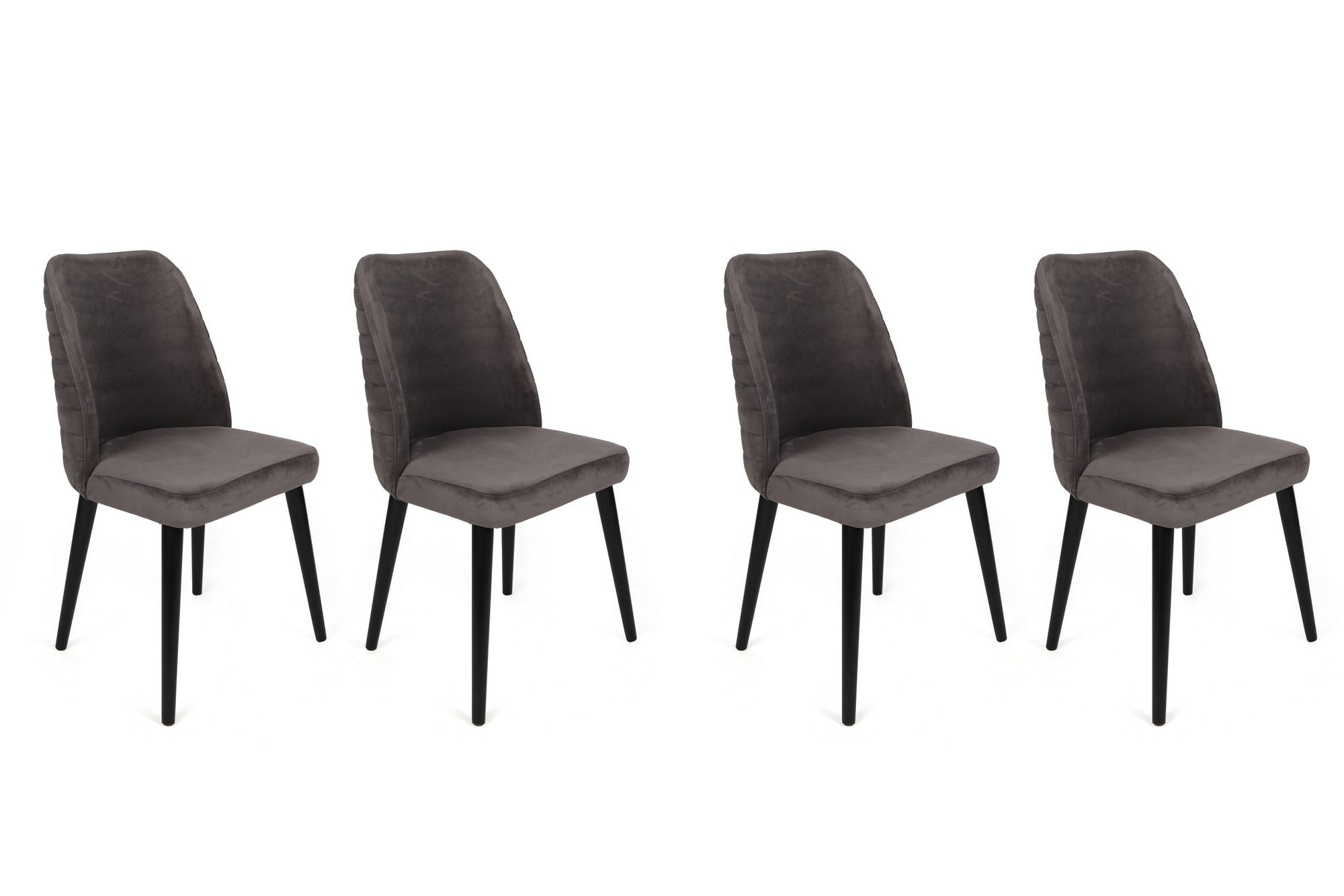 Set scaune (4 bucăți) Hanah Home, catifea, 50 x 49 x 90 cm, antracit/negru, 974NMB1608 — imaginea 6