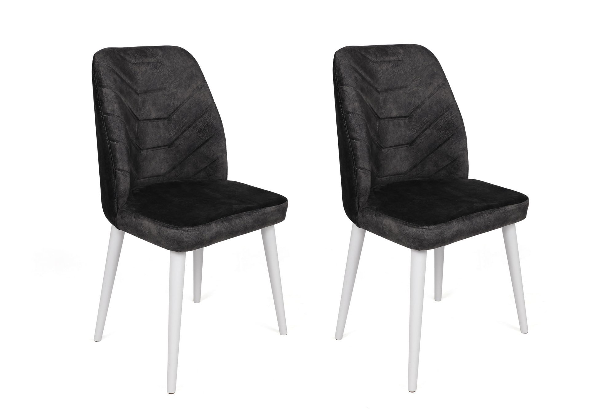Set scaune (4 bucăți) Hanah Home, catifea, 50 x 49 x 90 cm, antracit/alb, 974NMB1590 — imaginea 4