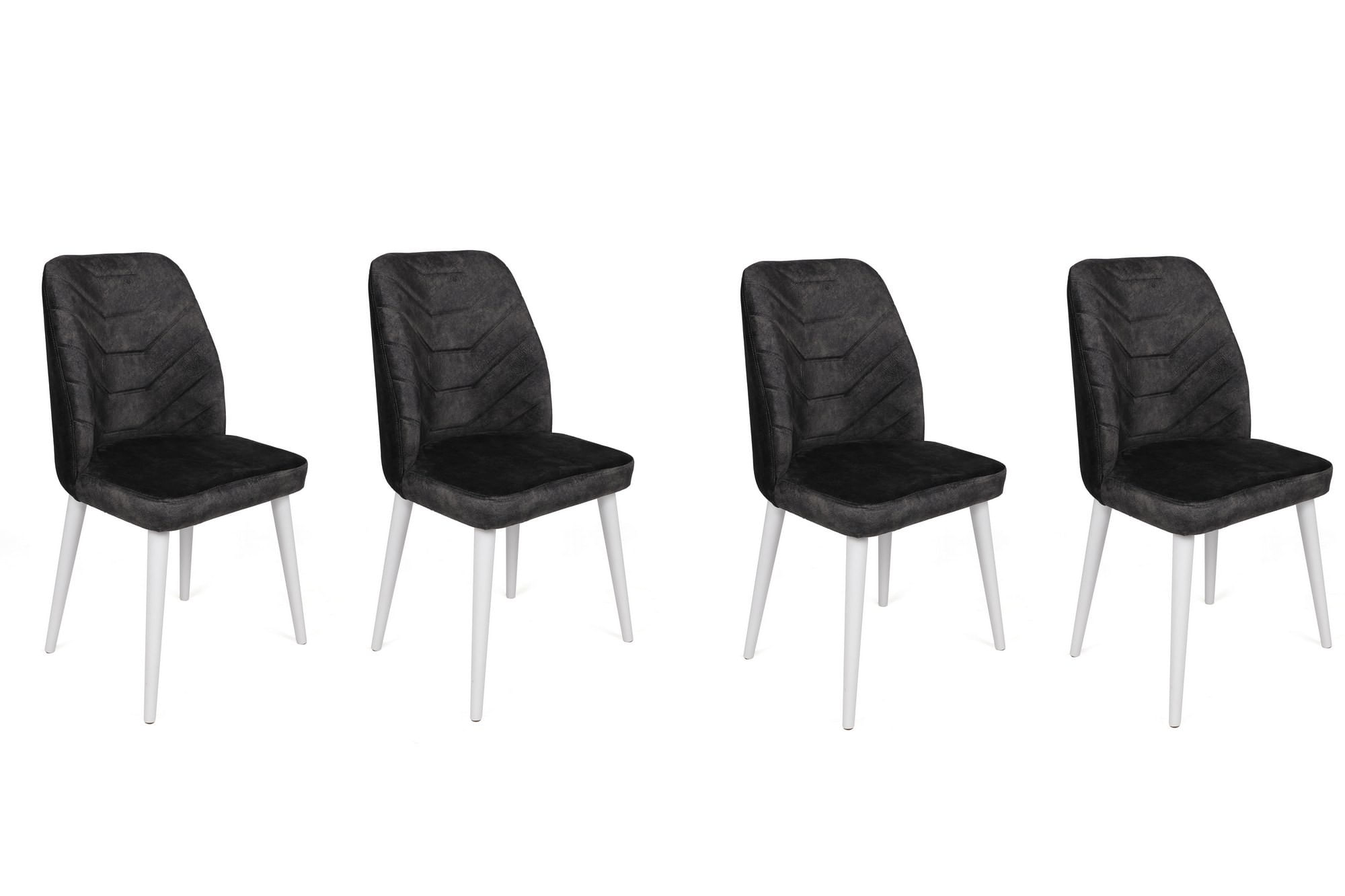 Set scaune (4 bucăți) Hanah Home, catifea, 50 x 49 x 90 cm, antracit/alb, 974NMB1590 — imaginea 5