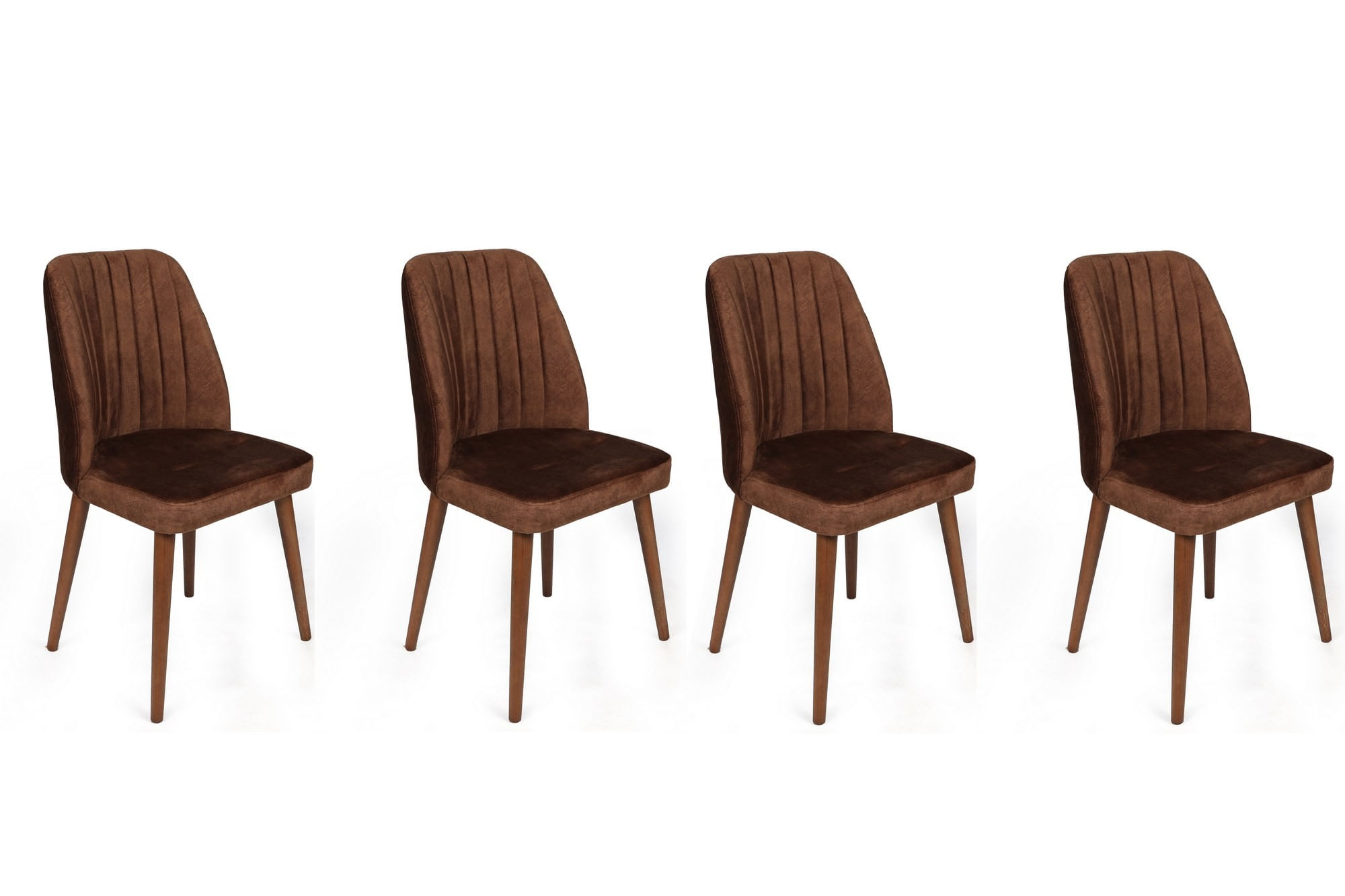 Set scaune (4 bucăți) Hanah Home, catifea, 50 x 49 x 90 cm, maro/nuc, 974NMB1564
