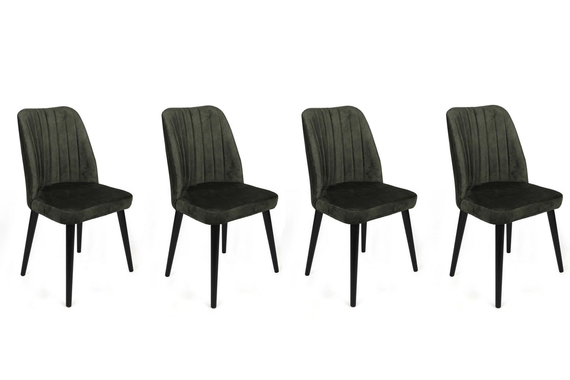Set scaune (4 bucăți) Hanah Home, catifea, 50 x 49 x 90 cm, kaki/negru, 974NMB1554 — imaginea 2