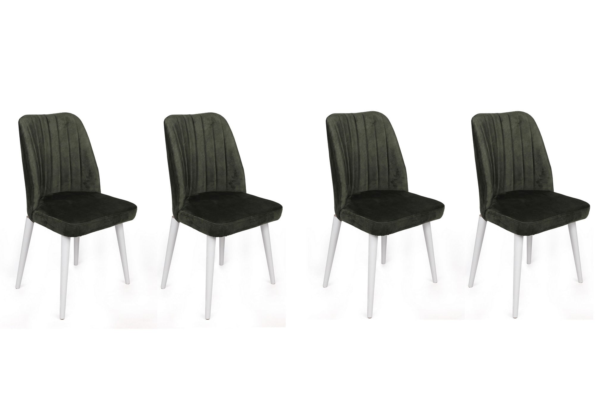 Set scaune (4 bucăți) Hanah Home, catifea, 50 x 49 x 90 cm, kaki/alb, 974NMB1568 — imaginea 3