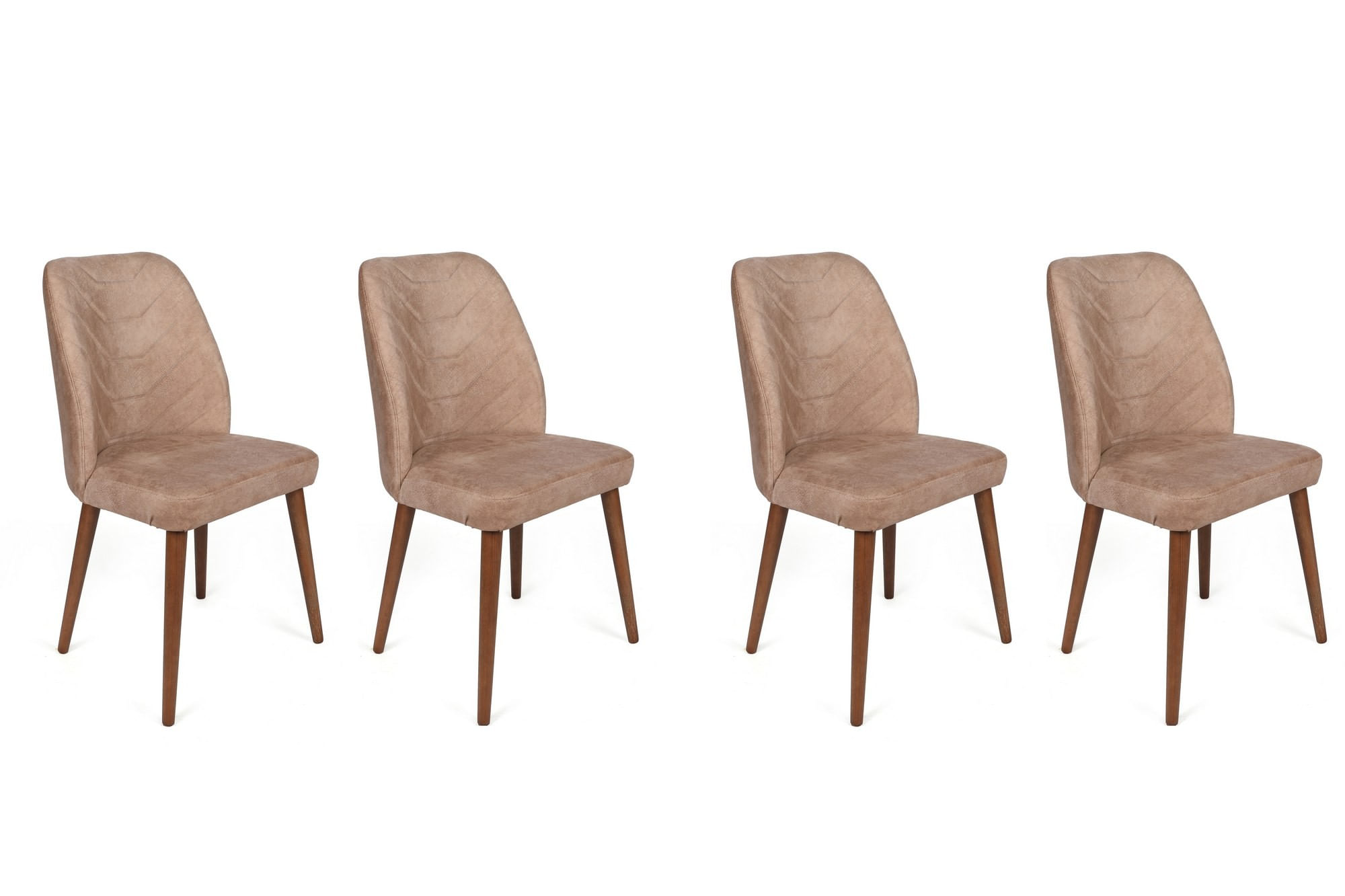 Set scaune (4 bucăți) Hanah Home, catifea, 50 x 49 x 90 cm, bej-cenușiu/nuc, 974NMB1582 — imaginea 2