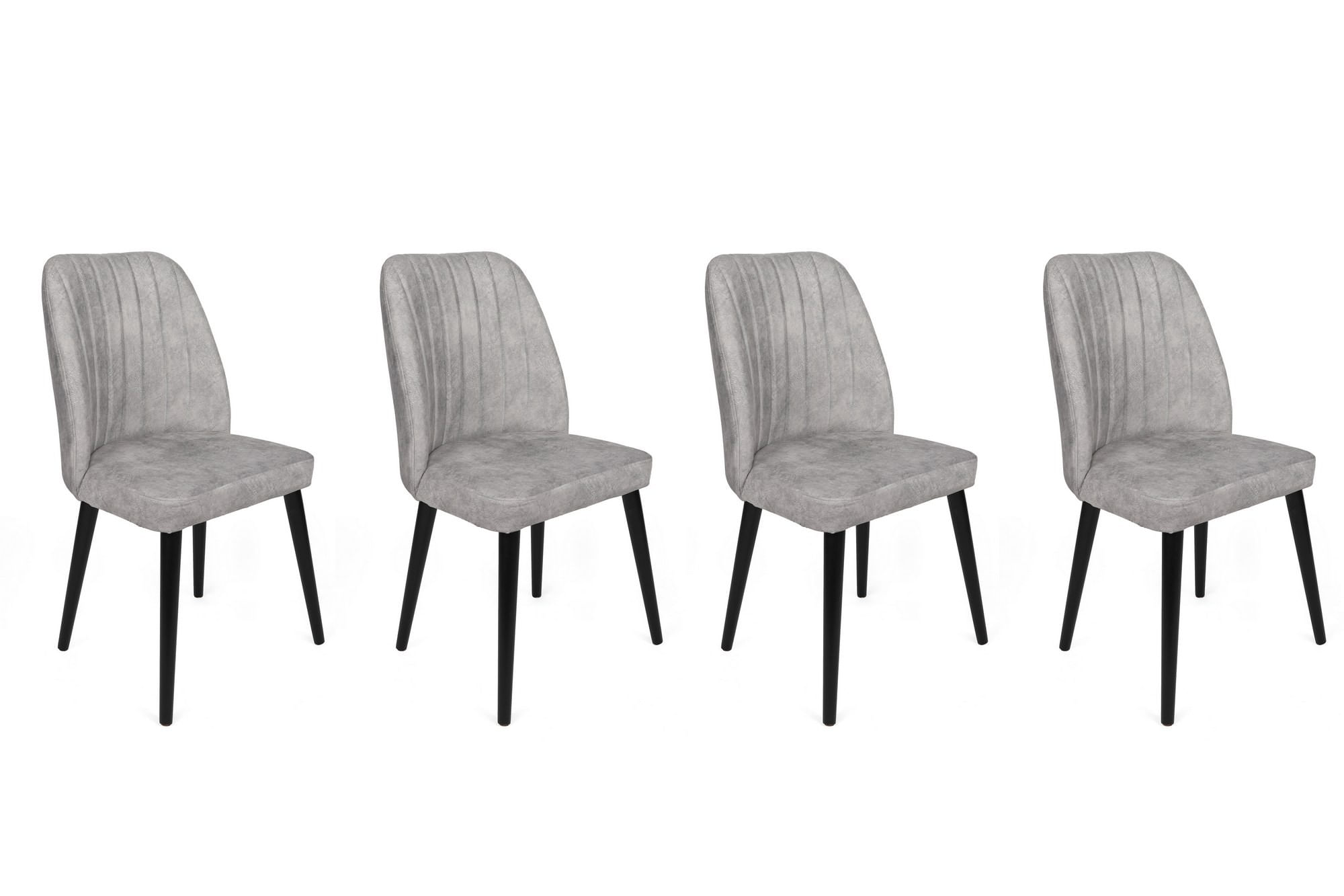 Set scaune (4 bucăți) Hanah Home, catifea, 50 x 49 x 90 cm, gri/negru, 974NMB1559 — imaginea 4