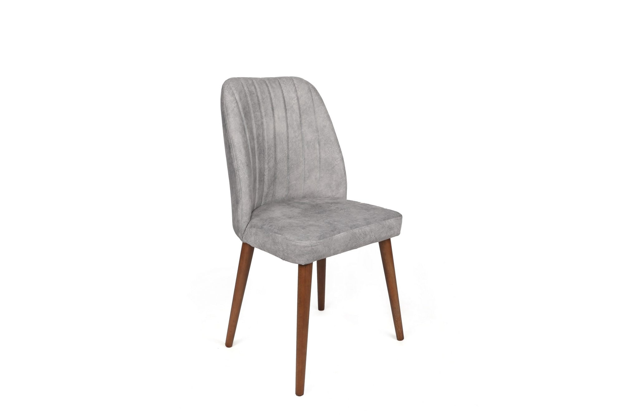 Set scaune (4 bucăți) Hanah Home, catifea, 50 x 49 x 90 cm, gri/nuc, 974NMB1566 — imaginea 3