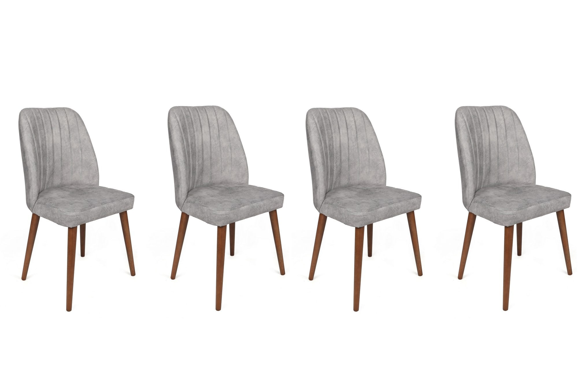 Set scaune (4 bucăți) Hanah Home, catifea, 50 x 49 x 90 cm, gri/nuc, 974NMB1566 — imaginea 4