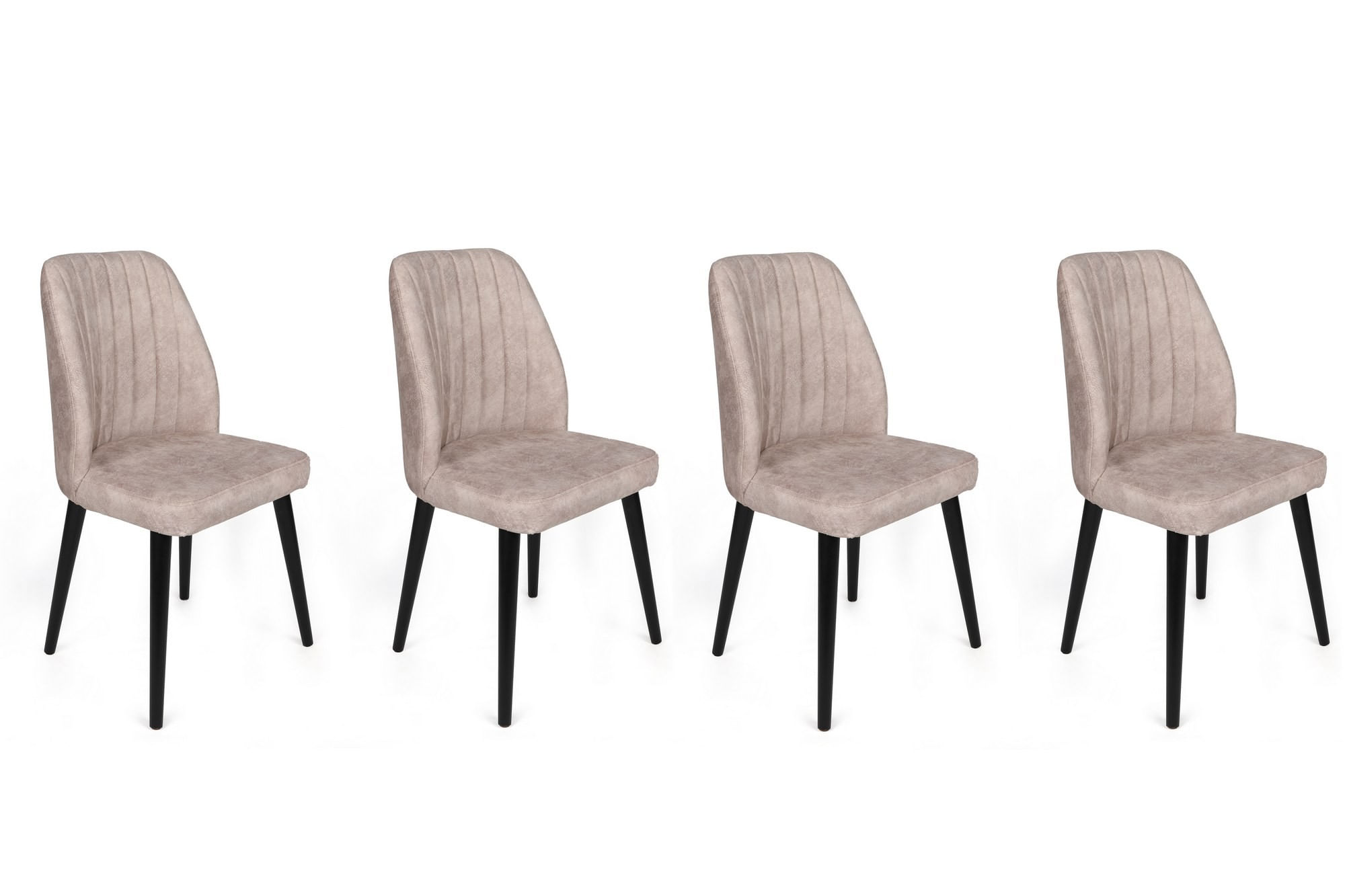 Set scaune (4 bucăți) Hanah Home, catifea, 50 x 49 x 90 cm, crem/negru, 974NMB1567 — imaginea 4