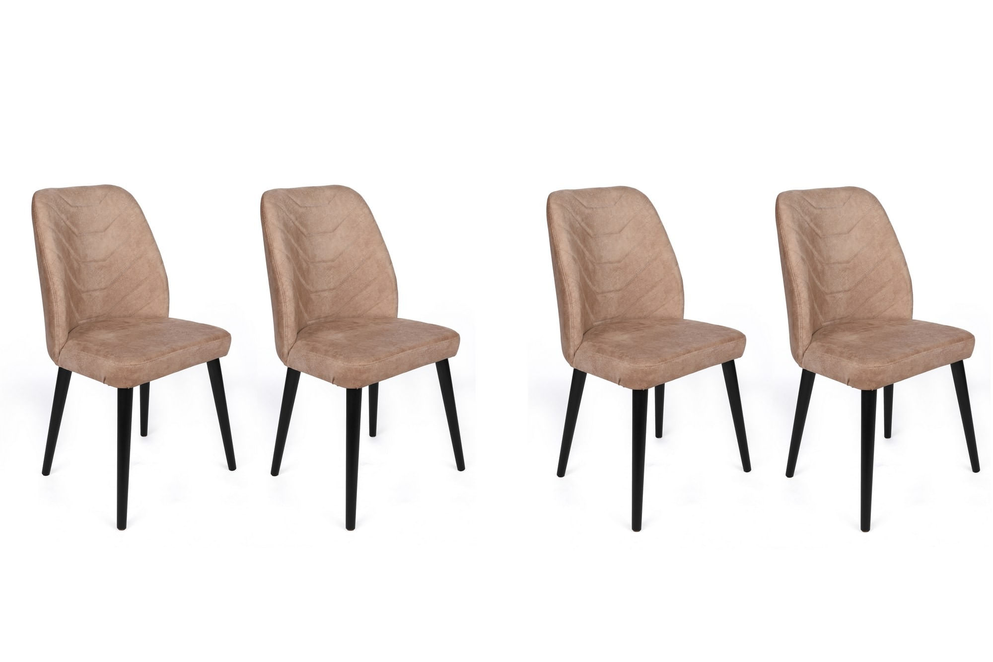Set scaune (4 bucăți) Hanah Home, catifea, 50 x 49 x 90 cm, bej-cenușiu/negru, 974NMB1578 — imaginea 6