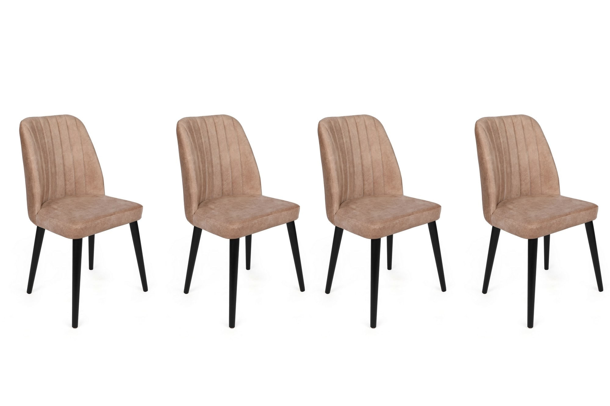 Set scaune (4 bucăți) Hanah Home, catifea, 50 x 49 x 90 cm, bej/negru, 974NMB1555 — imaginea 2
