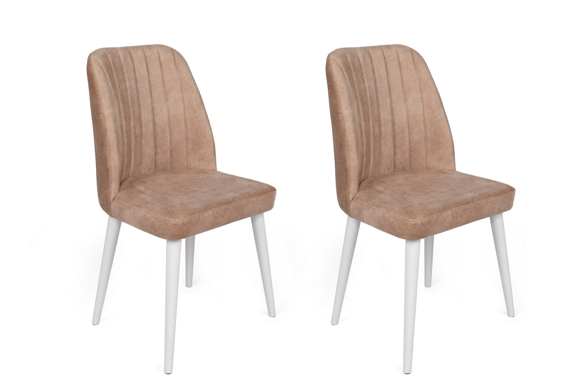 Set scaune (2 bucăți) Hanah Home, catifea, 50 x 49 x 90 cm, bej-cenușiu/alb, 974NMB1645 — imaginea 3