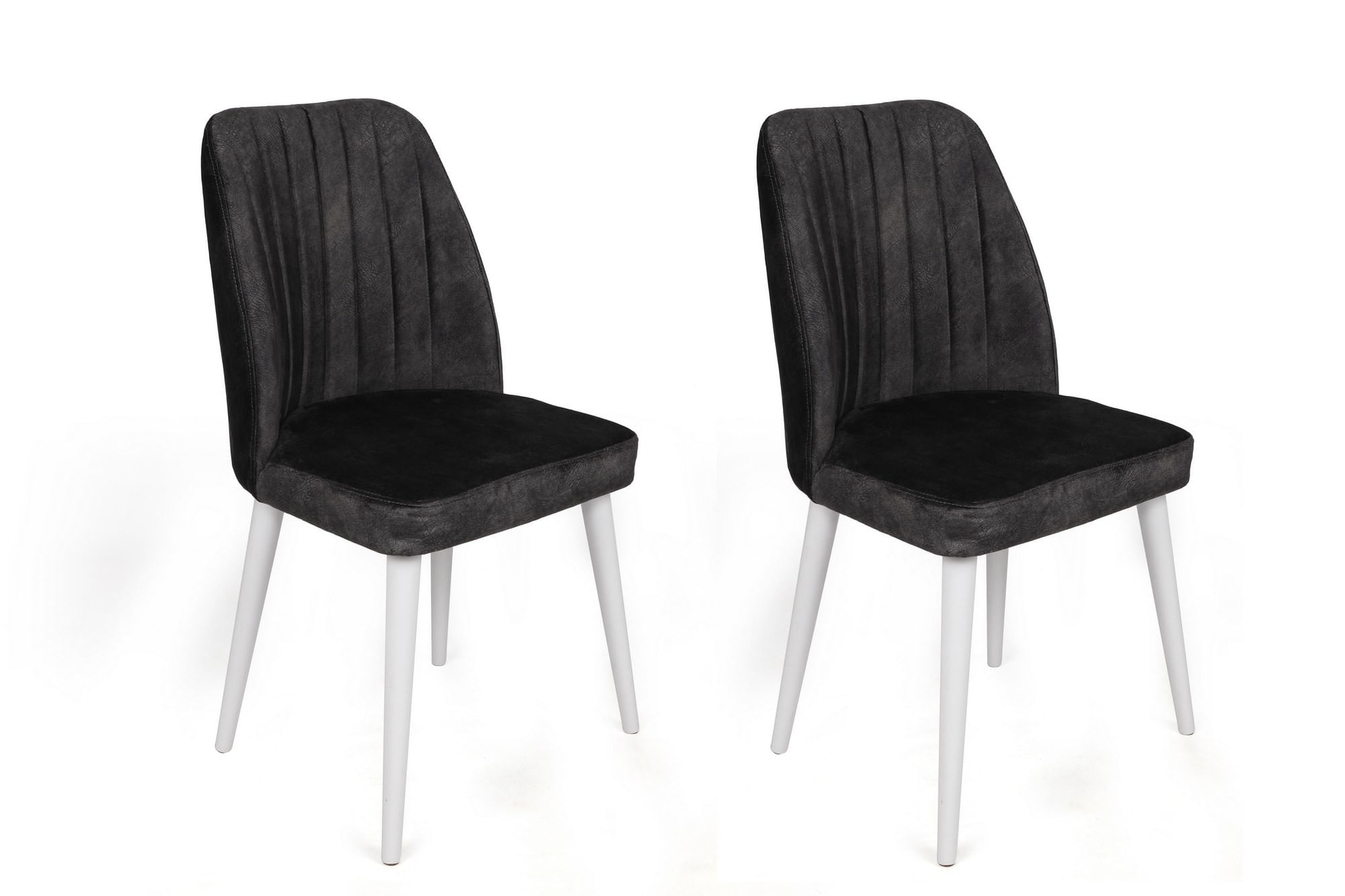 Set scaune (2 bucăți) Hanah Home, catifea, 50 x 49 x 90 cm, antracit/alb, 974NMB1649 — imaginea 2