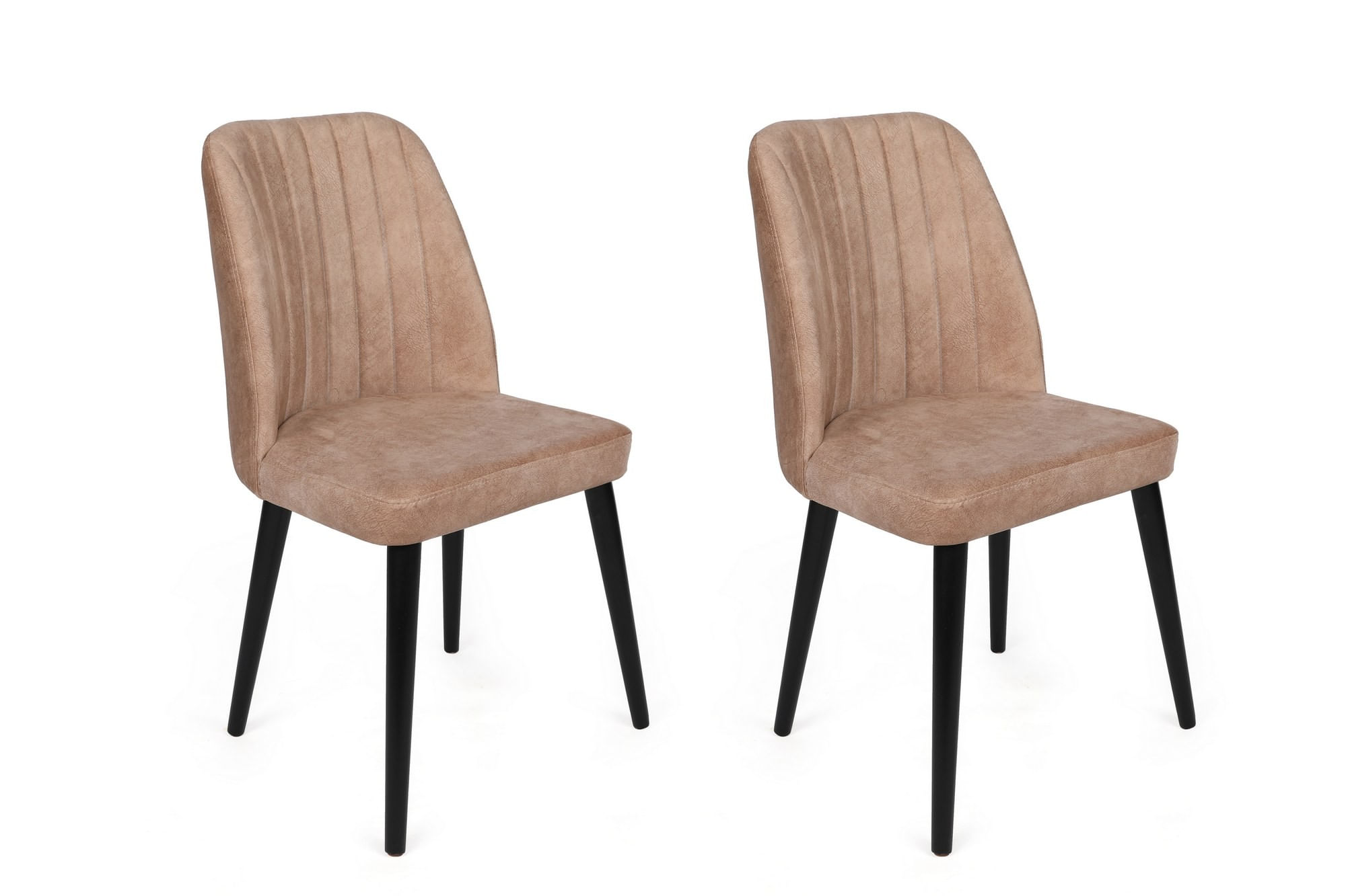 Set scaune (2 bucăți) Hanah Home, catifea, 50 x 49 x 90 cm, bej/negru, 974NMB1631 — imaginea 3