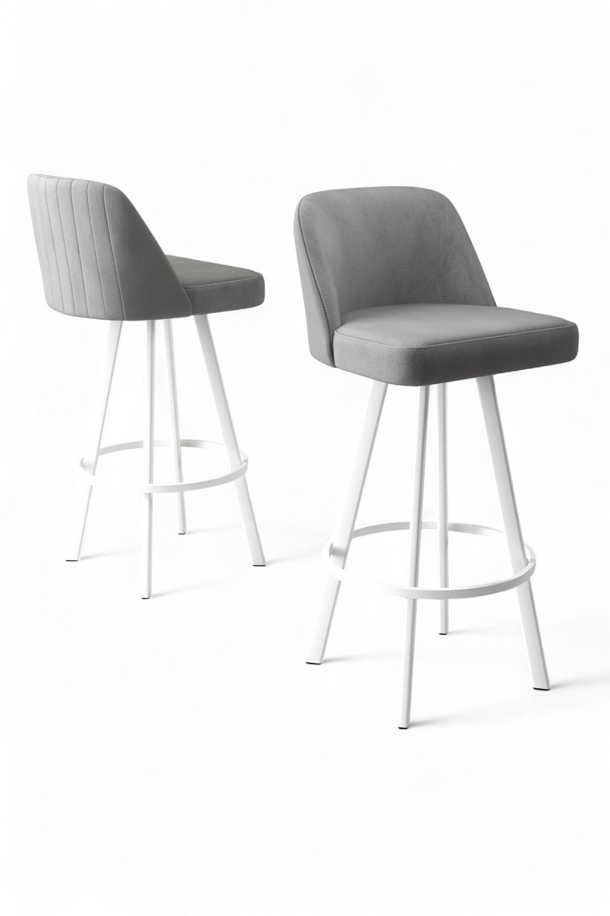 Set scaune bar (6 bucăți) Hanah Home, metal, 44 x 42 x 105 cm, gri/alb, 240CHR1890 — imaginea 2