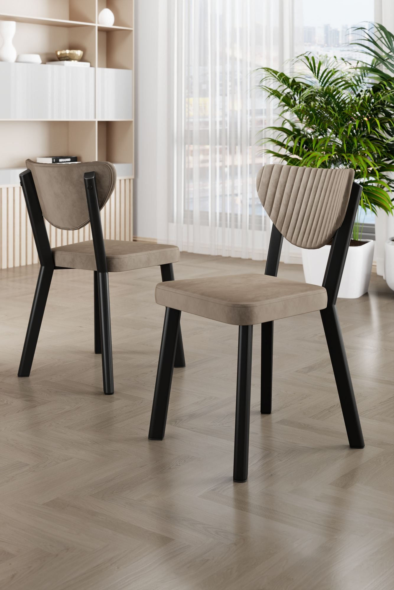 Set scaune (4 bucăți) Hanah Home, placaj, 45 x 46 x 86 cm, cappuccino/negru, 240CHR1776 — imaginea 2