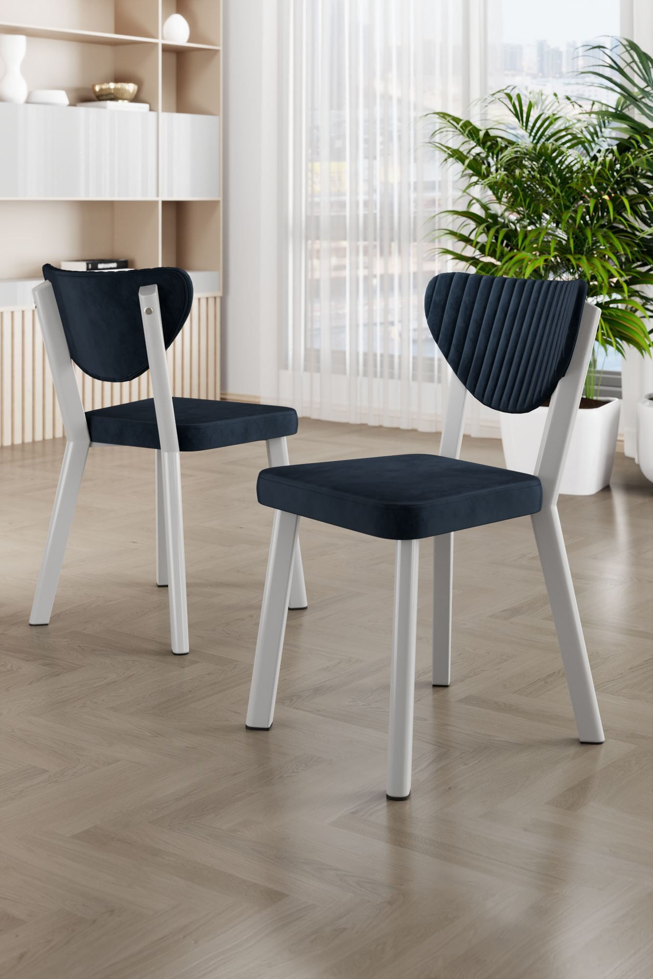 Set scaune (4 bucăți) Hanah Home, placaj, 45 x 46 x 86 cm, antracit/alb, 240CHR1767 — imaginea 3