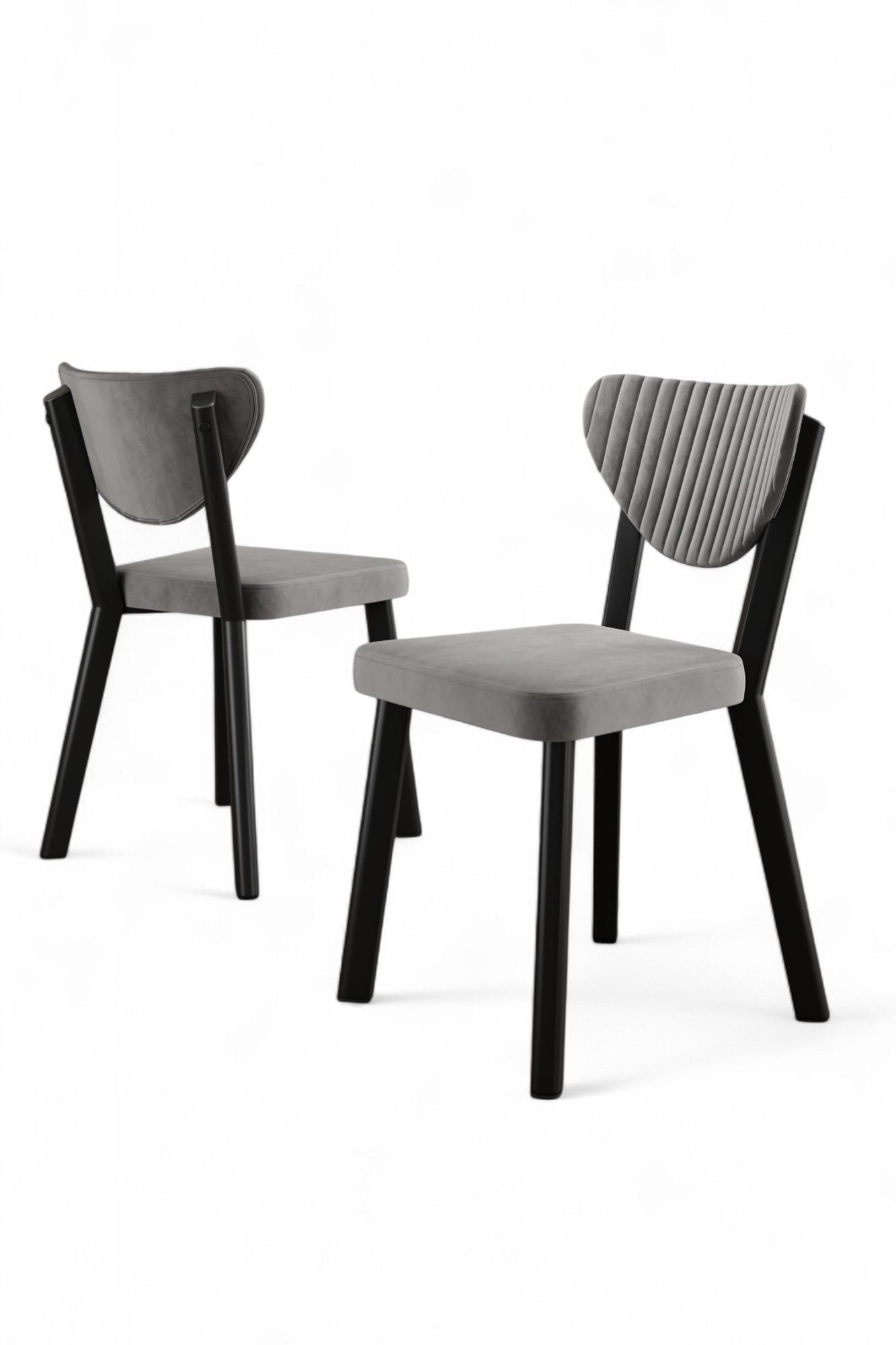 Set scaune (4 bucăți) Hanah Home, placaj, 45 x 46 x 86 cm, gri/negru, 240CHR1775 — imaginea 2