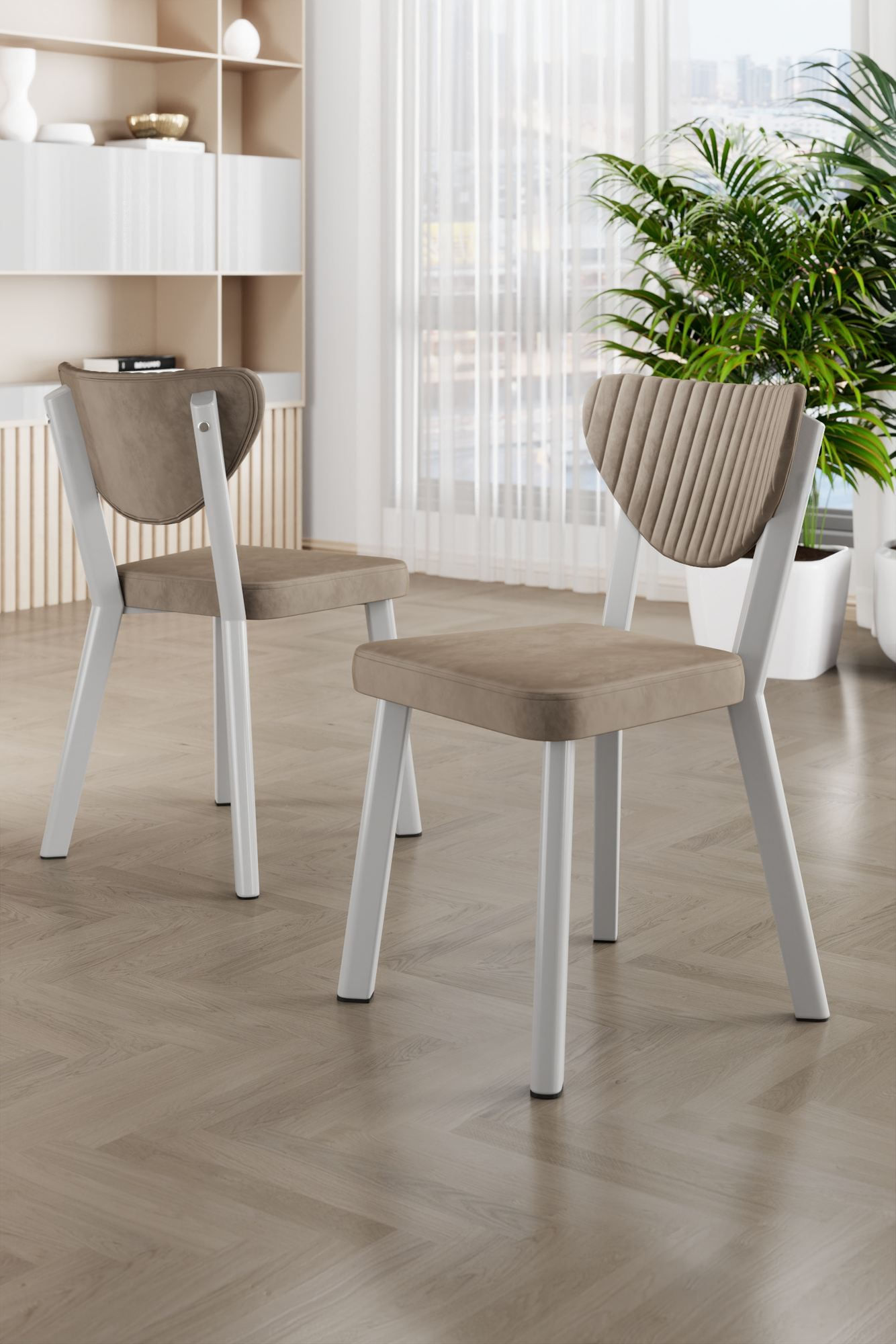 Set scaune (4 bucăți) Hanah Home, placaj, 45 x 46 x 86 cm, cappuccino/alb, 240CHR1771 — imaginea 3