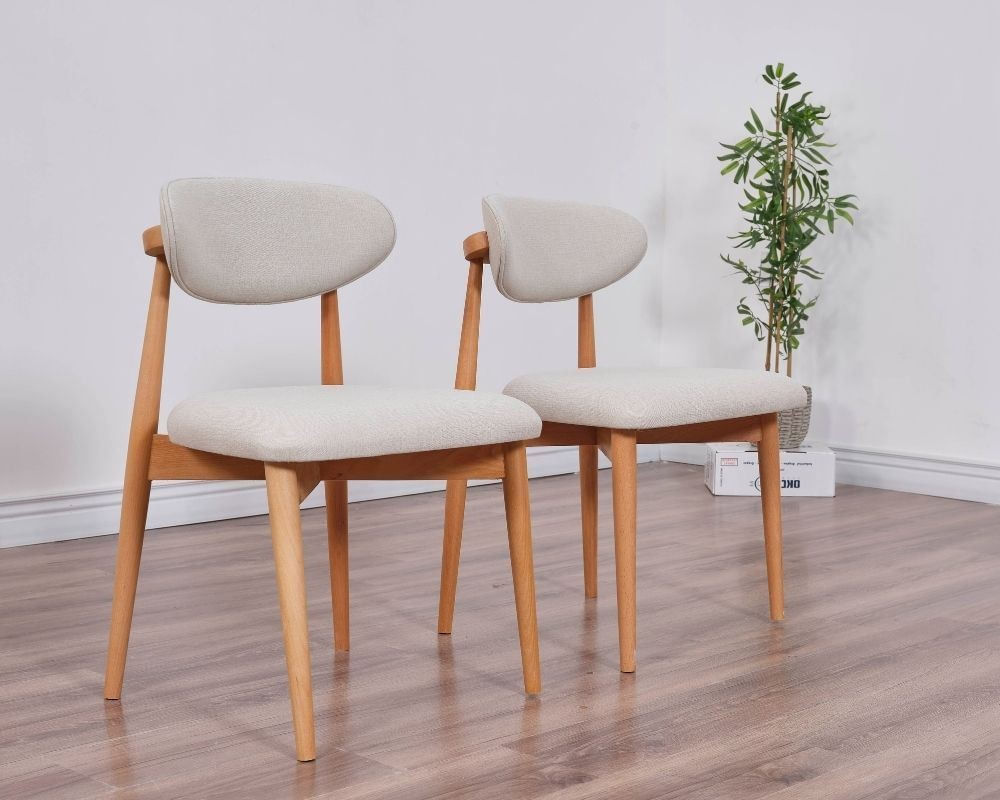 Set scaune (2 bucăți) Hanah Home, 100% poliester și in, 44 x 50 x 81 cm, stejar/bej, 998VOW1203 — imaginea 4