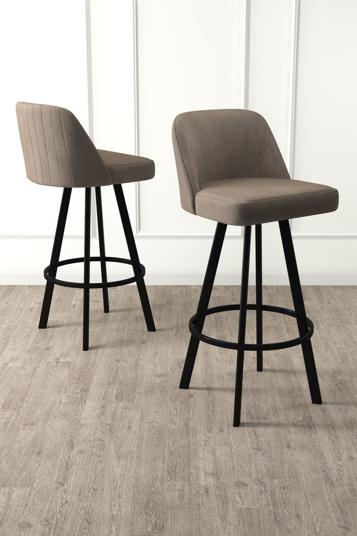 Set scaune bar (4 bucăți) Hanah Home, metal, 44 x 42 x 105 cm, cappuccino/negru, 240CHR1881 — imaginea 3