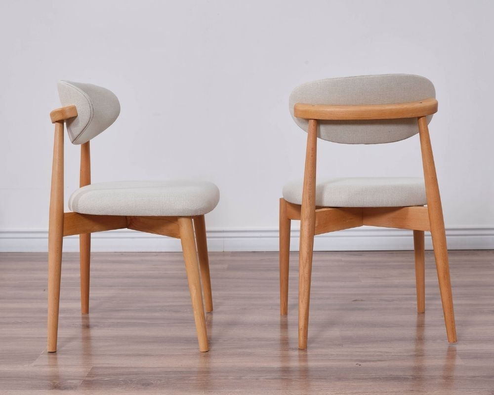 Set scaune (2 bucăți) Hanah Home, 100% poliester și in, 44 x 50 x 81 cm, stejar/bej, 998VOW1203 — imaginea 10
