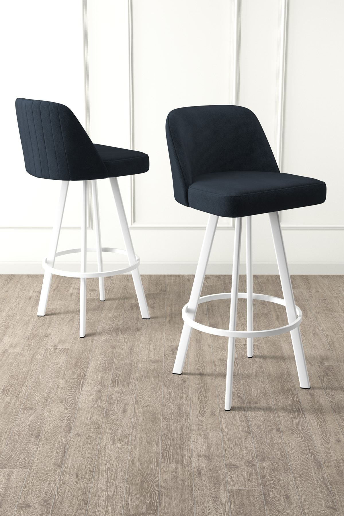 Set scaune bar (4 bucăți) Hanah Home, metal, 44 x 42 x 105 cm, antracit/alb, 240CHR1882 — imaginea 3