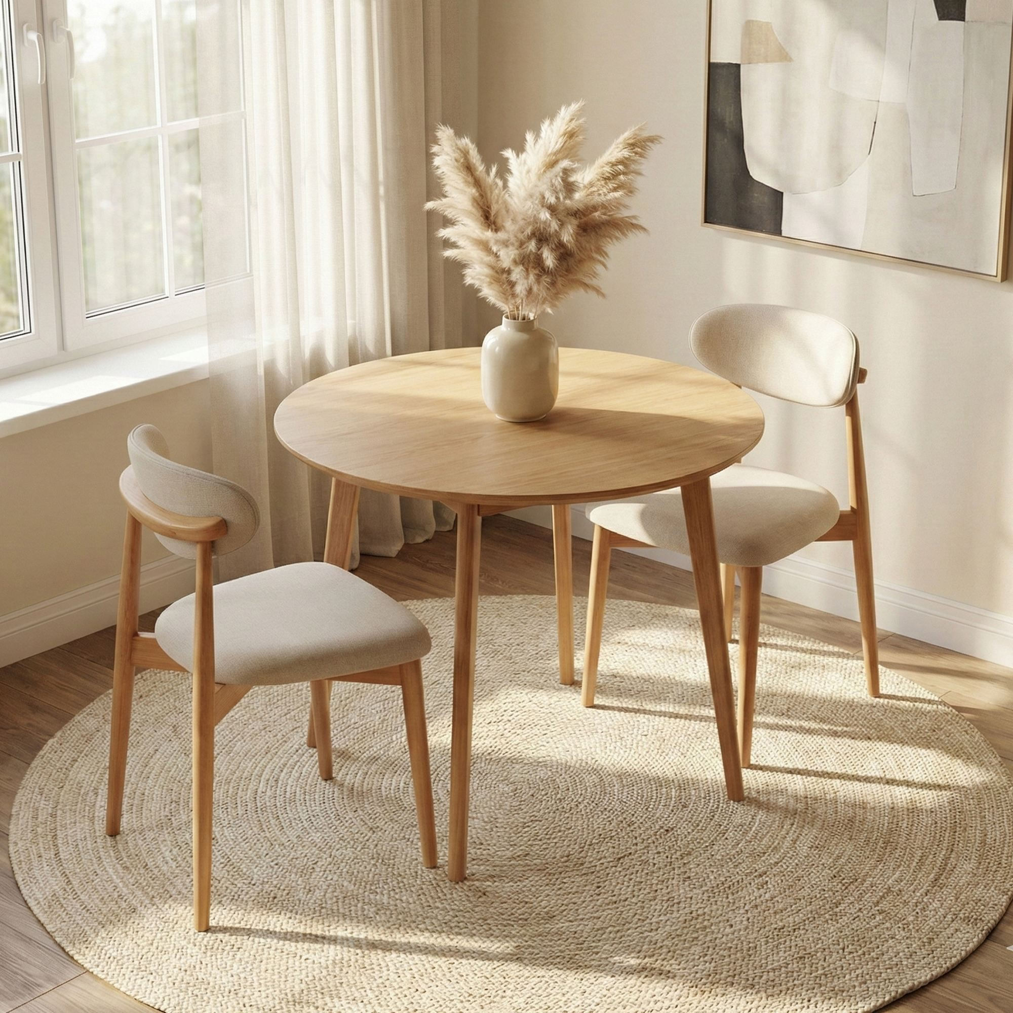 Set scaune (2 bucăți) Hanah Home, 100% poliester și in, 44 x 50 x 81 cm, stejar/bej, 998VOW1203 — imaginea 11