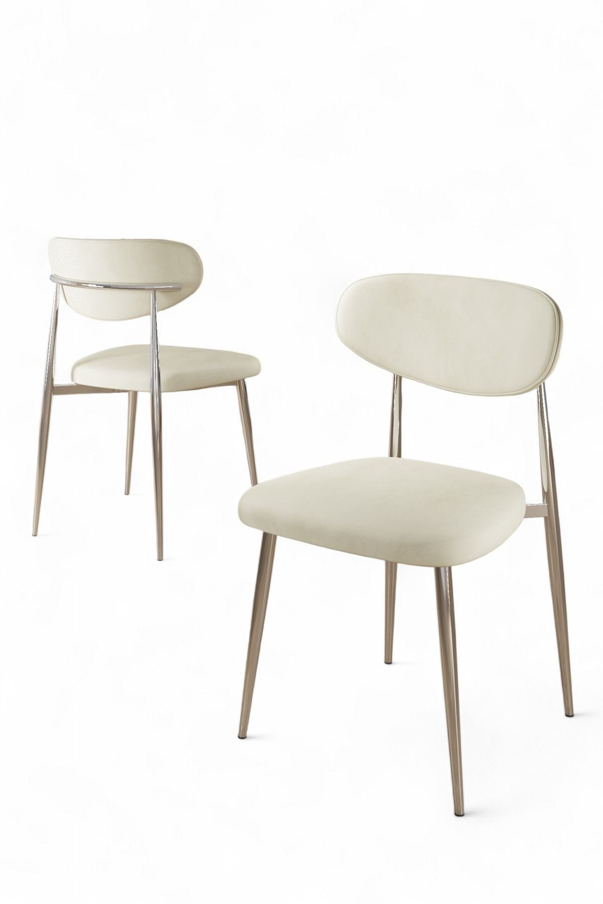 Set scaune (6 bucăți) Hanah Home, placaj, 50 x 47 x 88 cm, crem/chrome, 240CHR1873 — imaginea 2