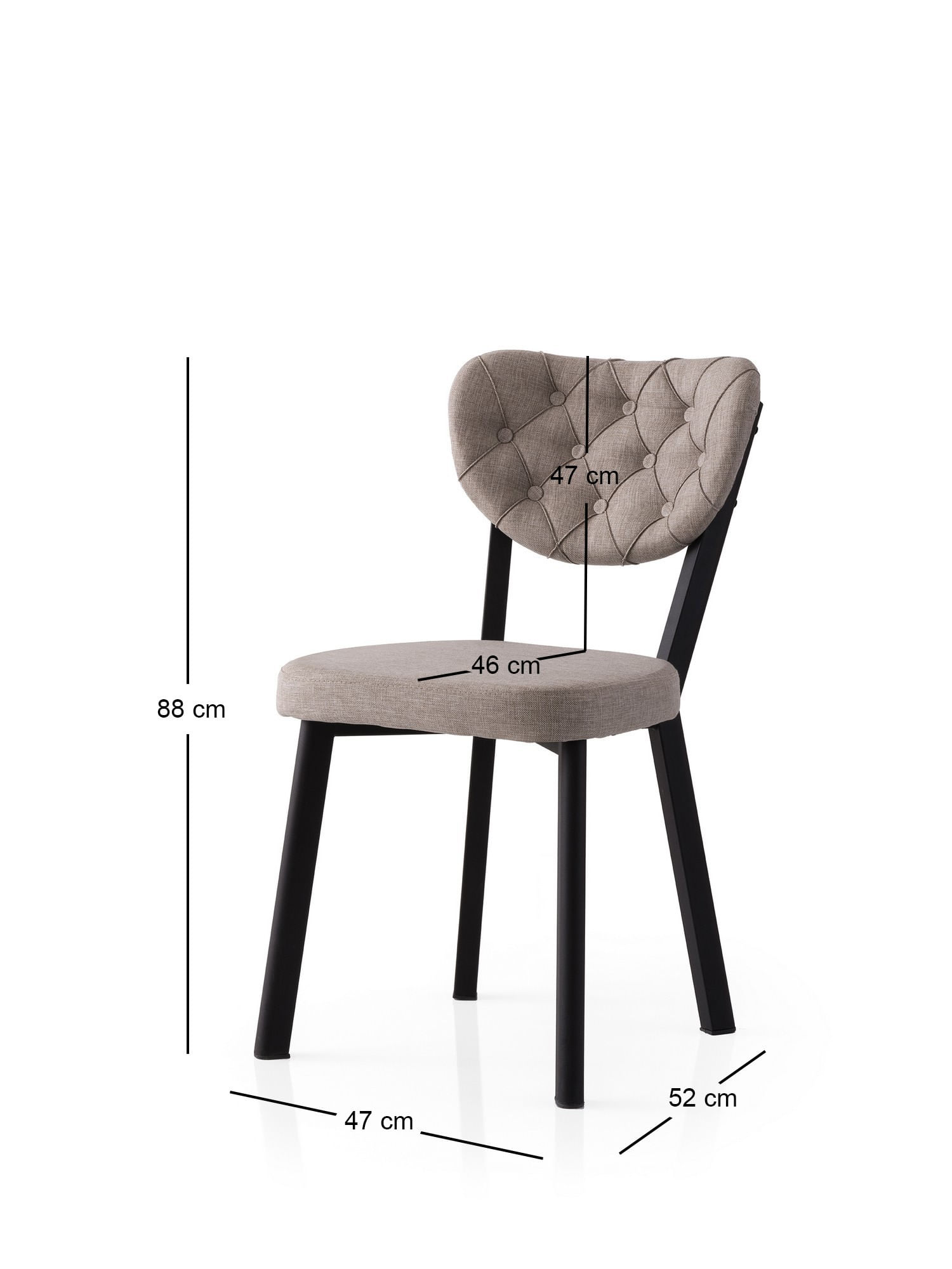 Set scaune (2 bucăți) Hanah Home, PAL melaminat, 46 x 54 x 86 cm, negru/gri, 974NMB1890 — imaginea 2