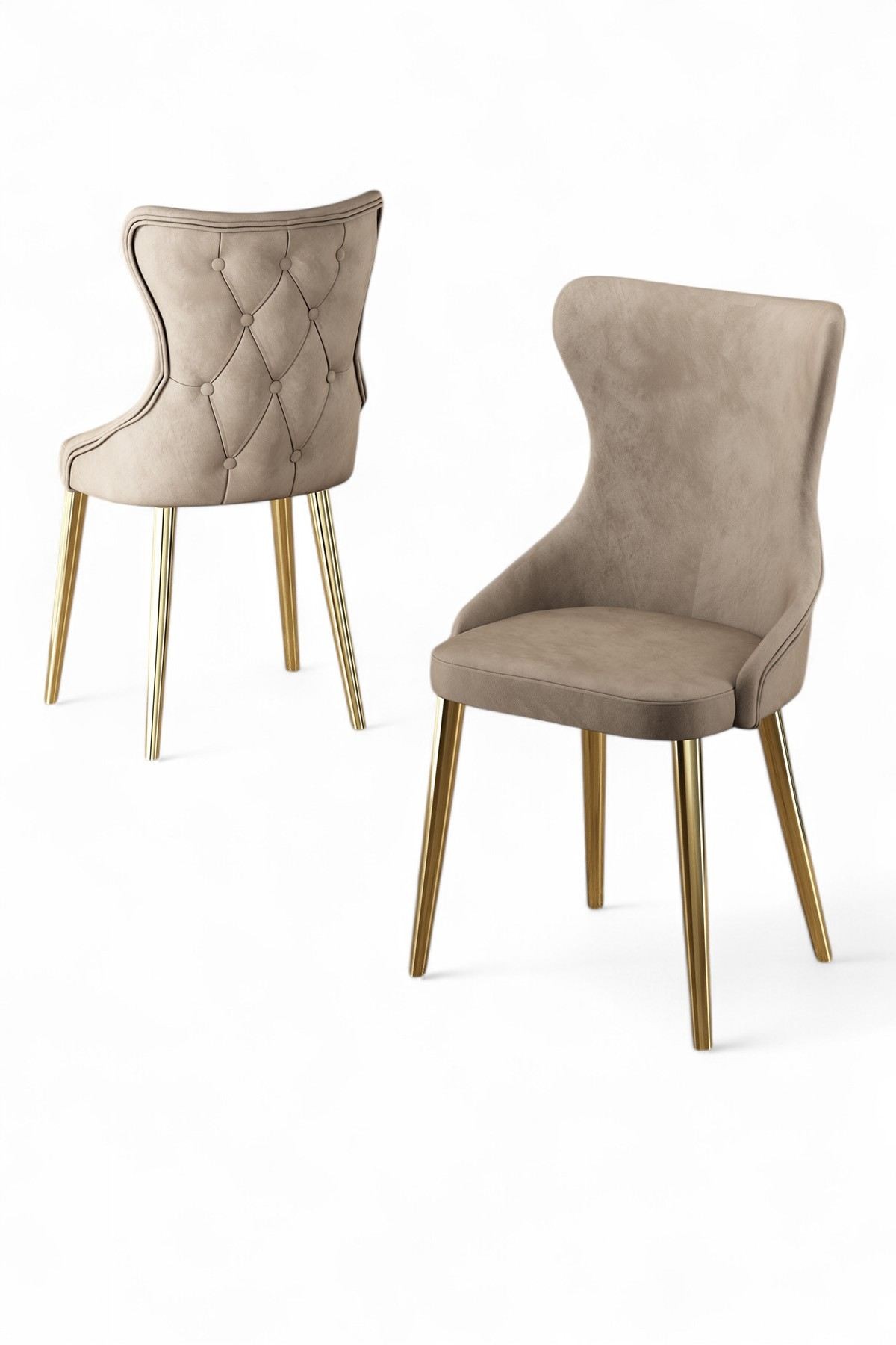 Set scaune (6 bucăți) Hanah Home, placaj, 45 x 46 x 91 cm, cappuccino/auriu, 240CHR1831 — imaginea 3