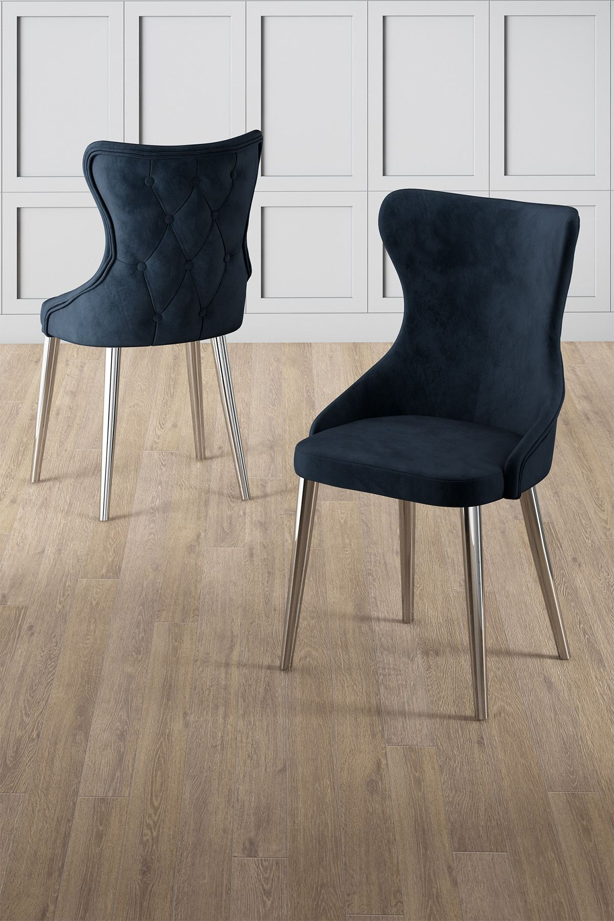 Set scaune (6 bucăți) Hanah Home, placaj, 45 x 46 x 91 cm, antracit/chrome, 240CHR1832 — imaginea 3