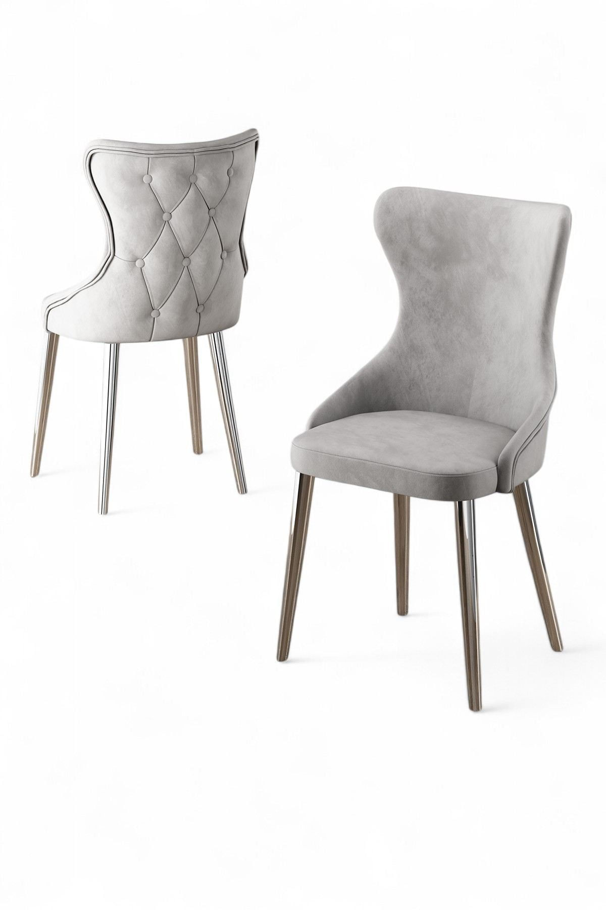 Set scaune (6 bucăți) Hanah Home, placaj, 45 x 46 x 91 cm, gri/chrome, 240CHR1835 — imaginea 3