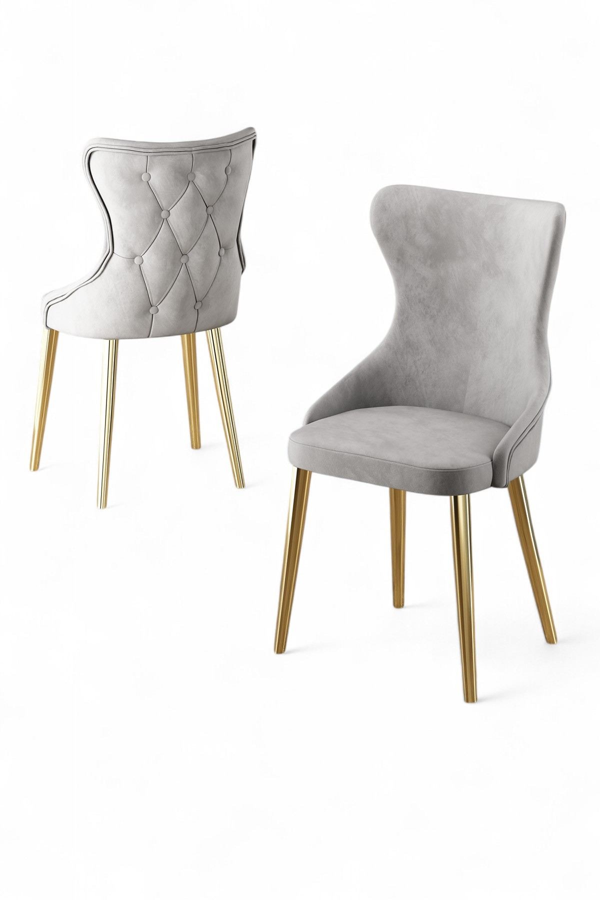 Set scaune (6 bucăți) Hanah Home, placaj, 45 x 46 x 91 cm, gri/auriu, 240CHR1830 — imaginea 3