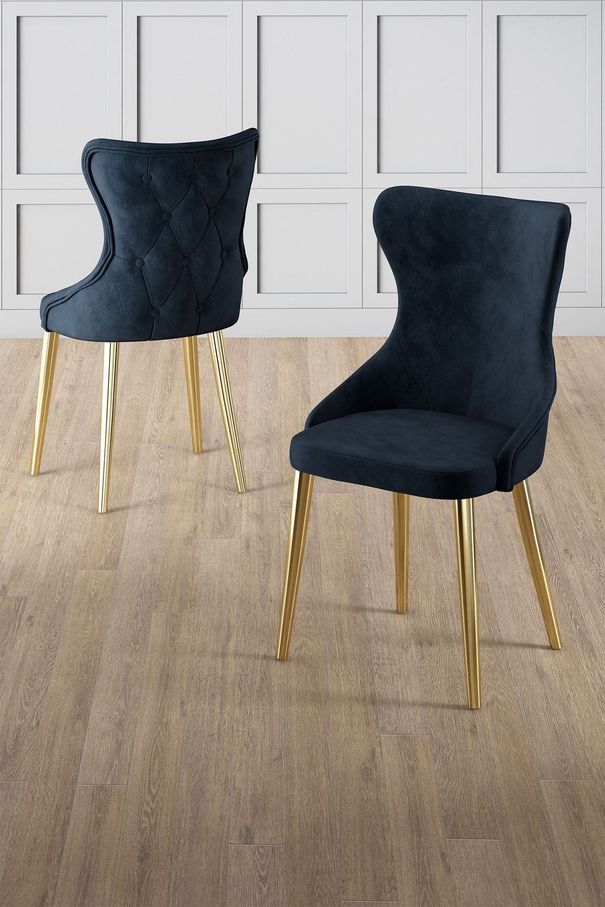Set scaune (6 bucăți) Hanah Home, placaj, 45 x 46 x 91 cm, antracit/auriu, 240CHR1827 — imaginea 2
