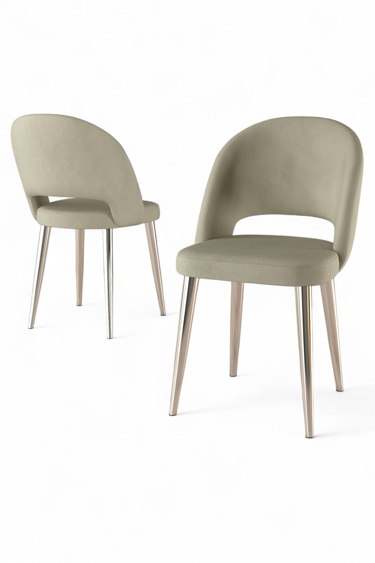 Set scaune (6 bucăți) Hanah Home, placaj, 47 x 47 x 86 cm, crem/chrome, 240CHR1853 — imaginea 2