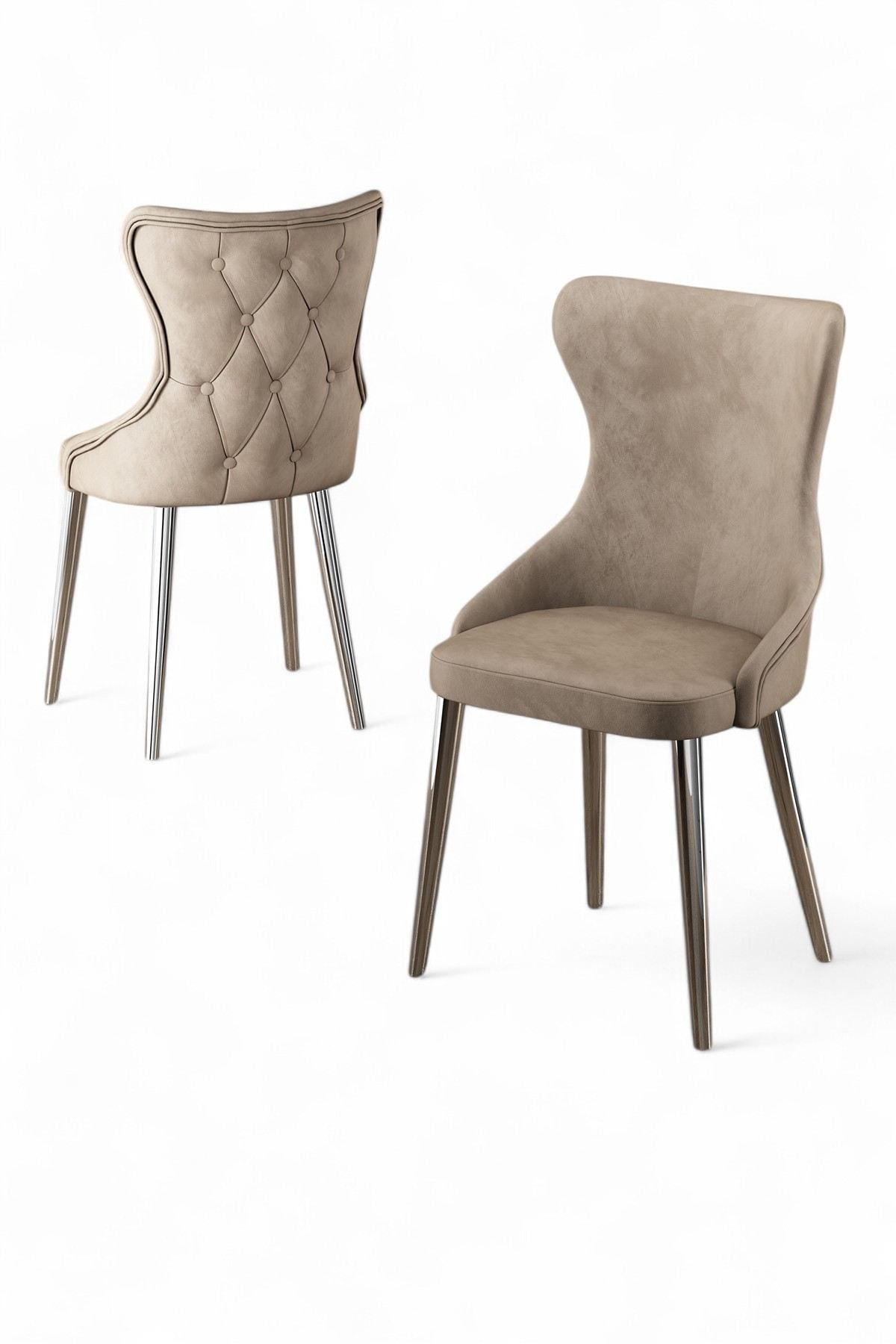 Set scaune (6 bucăți) Hanah Home, placaj, 45 x 46 x 91 cm, cappuccino/chrome, 240CHR1836 — imaginea 3