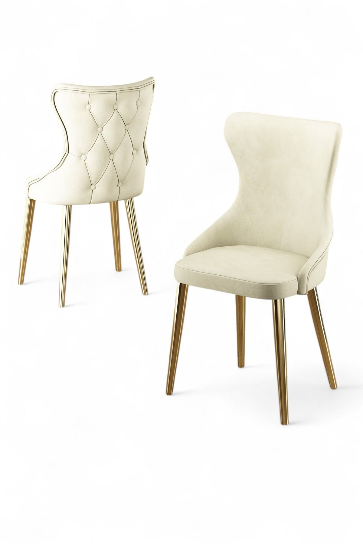 Set scaune (6 bucăți) Hanah Home, placaj, 45 x 46 x 91 cm, crem/auriu, 240CHR1828 — imaginea 3