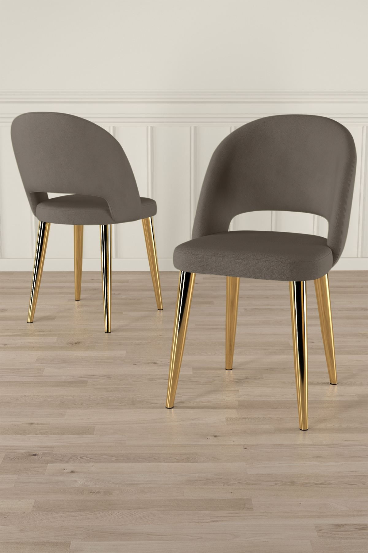 Set scaune (6 bucăți) Hanah Home, placaj, 47 x 47 x 86 cm, cappuccino/auriu, 240CHR1851 — imaginea 2