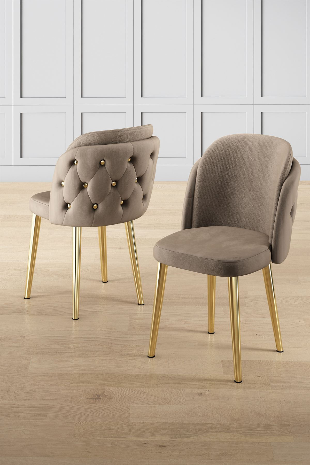 Set scaune (6 bucăți) Hanah Home, placaj, 45 x 46 x 82 cm, cappuccino/auriu, 240CHR1811