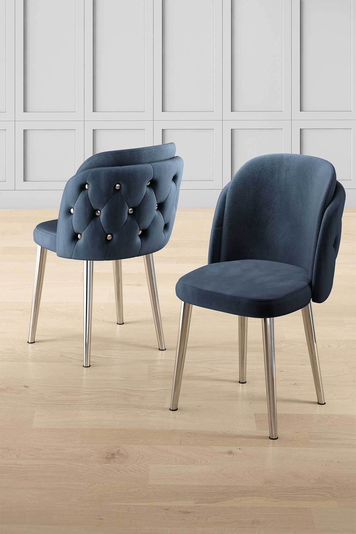 Set scaune (6 bucăți) Hanah Home, placaj, 45 x 46 x 82 cm, antracit/chrome, 240CHR1812