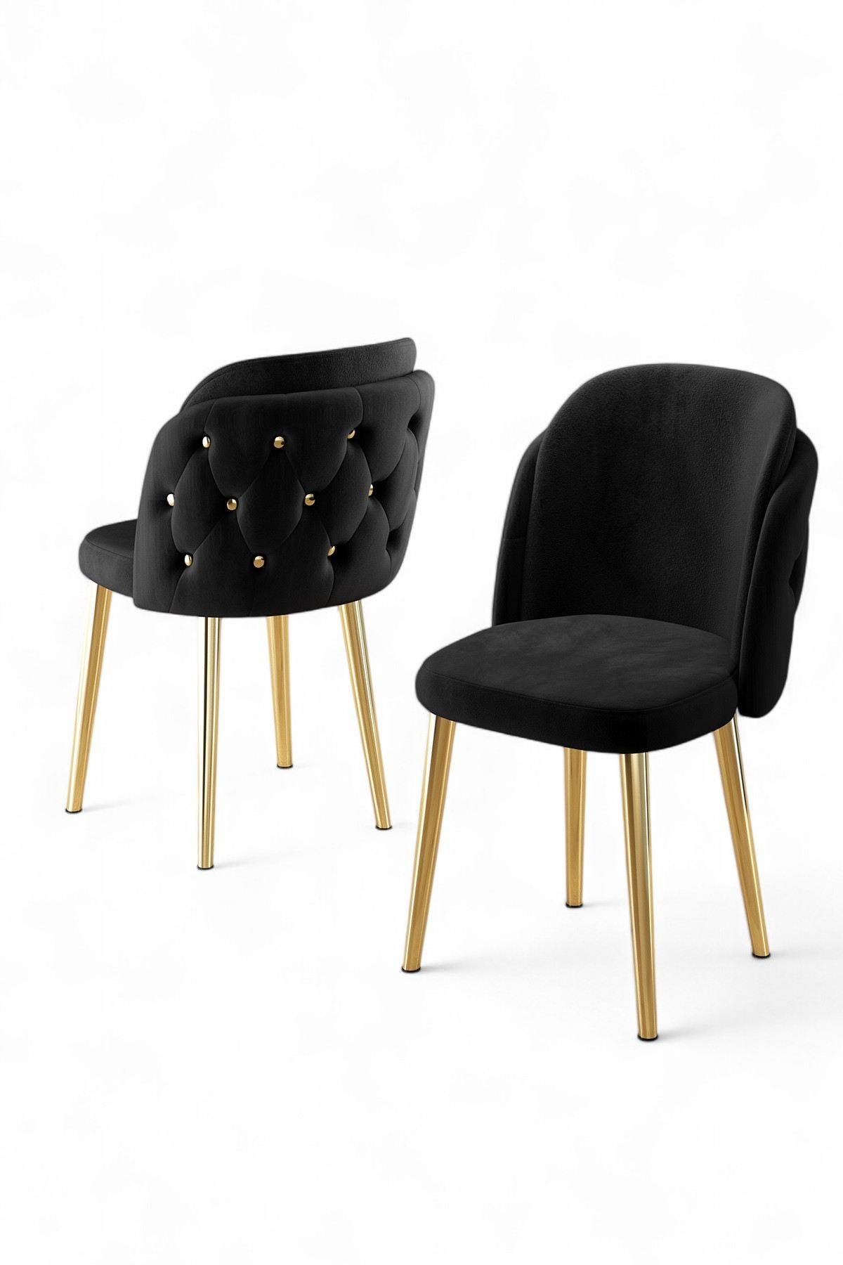Set scaune (6 bucăți) Hanah Home, placaj, 45 x 46 x 82 cm, negru/auriu, 240CHR1809 — imaginea 2